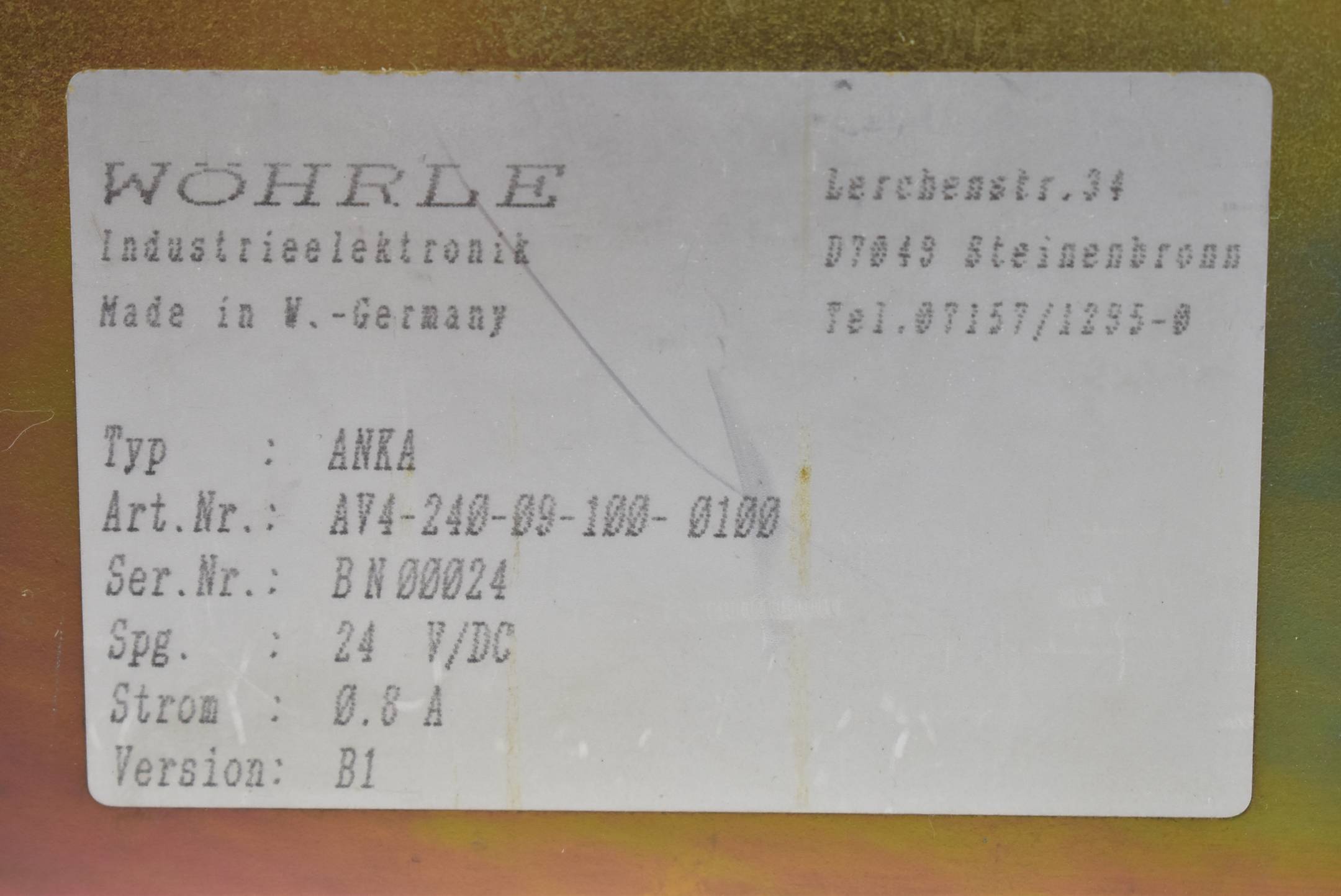 Wöhrle ANKA 24VDC 0,8A AV4-240-09-100-0100