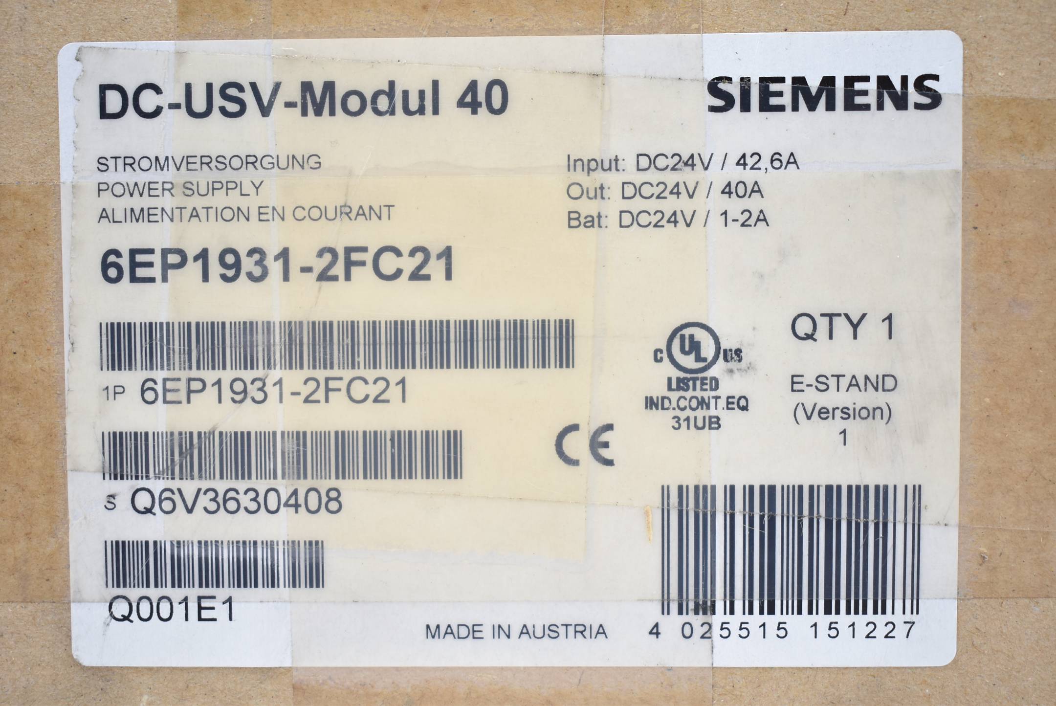 Siemens Sitop DC-USC-Modul 6EP1931-2FC21 ( 6EP1 931-2FC21 )
