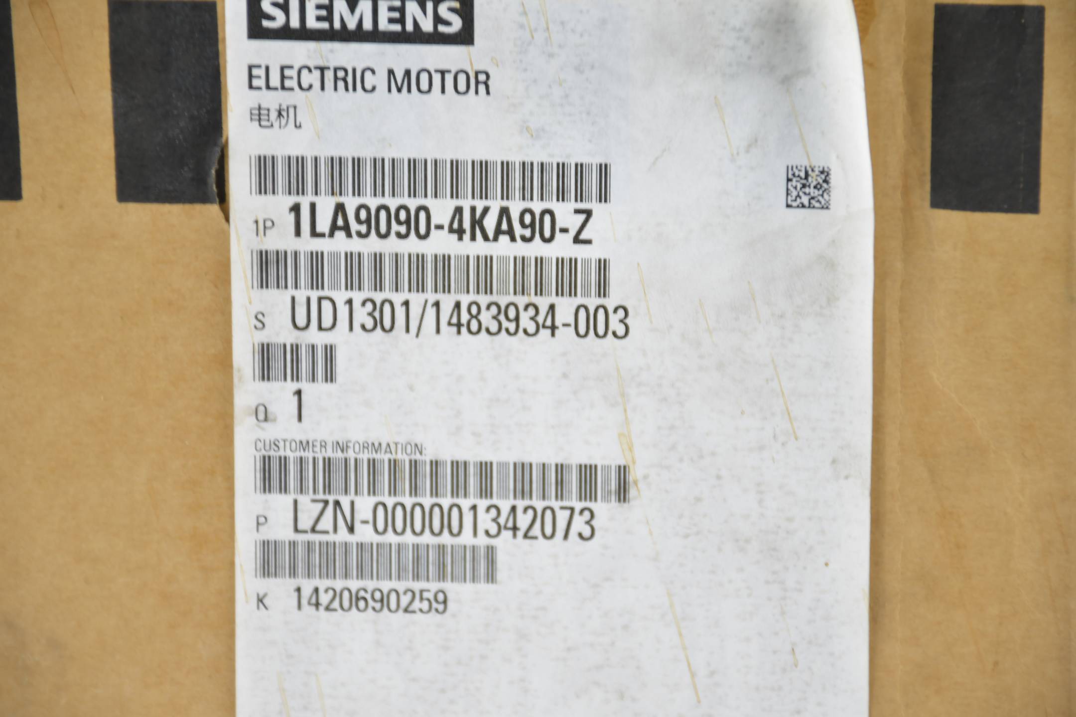 Siemens simotics GP Niederspannungsmotor 1LA9090-4KA90 ( 1LA9 090-4KA90 )
