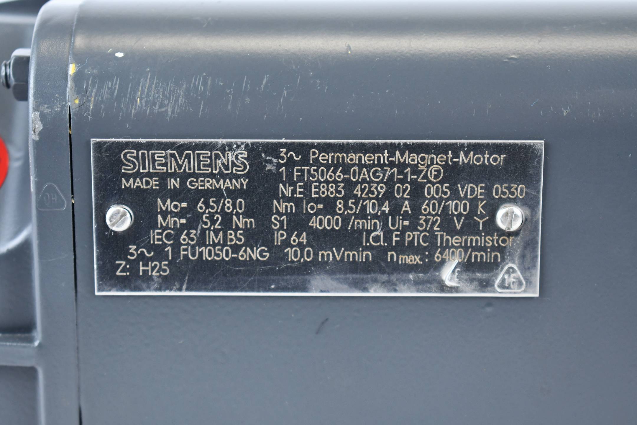 Siemens Motor ZK 600V 1FT5066-0AG71-1-Z ( 1FT5 066-0AG71-1 ) inkl. 6FX2001-2EB50