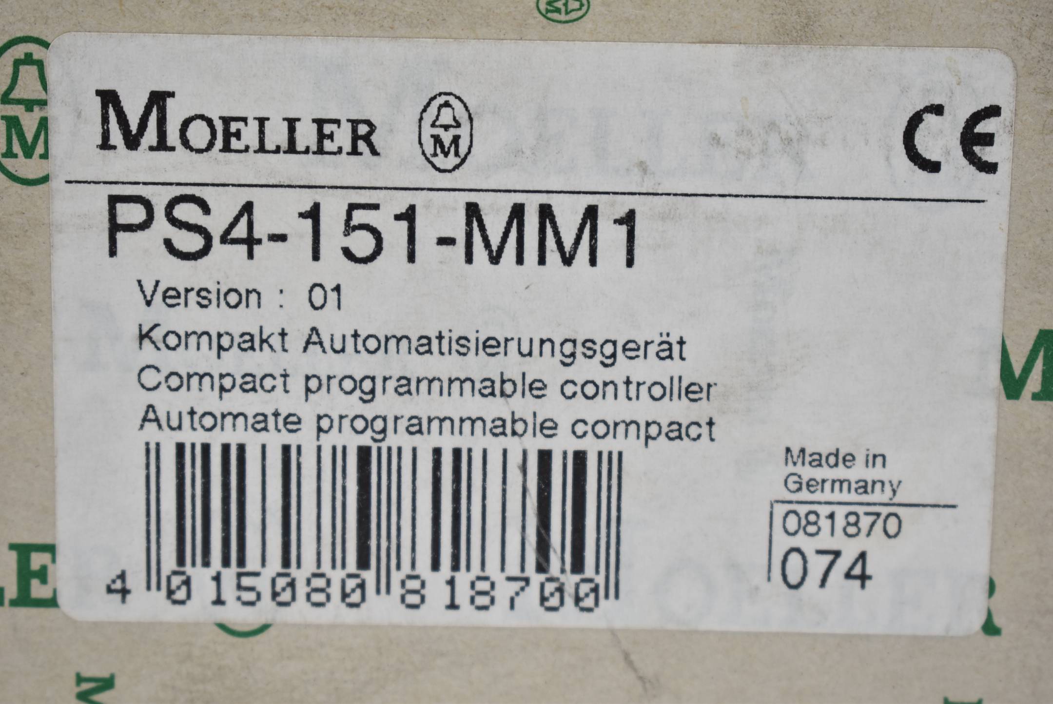 Klöckner Moeller Kompaktsteuerung Automatisierungsgerät PS4-151-MM1