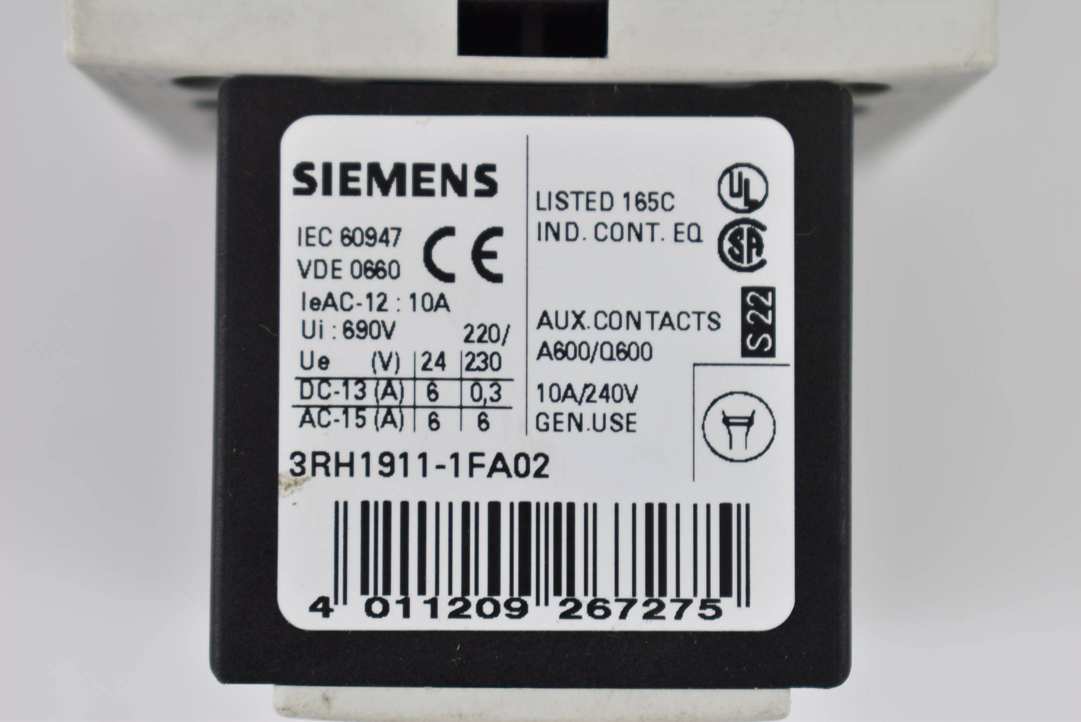 Siemens Leistungsschütz 3RT1015-1BB41 + Hilfsschütz 3RH1911-1FA02