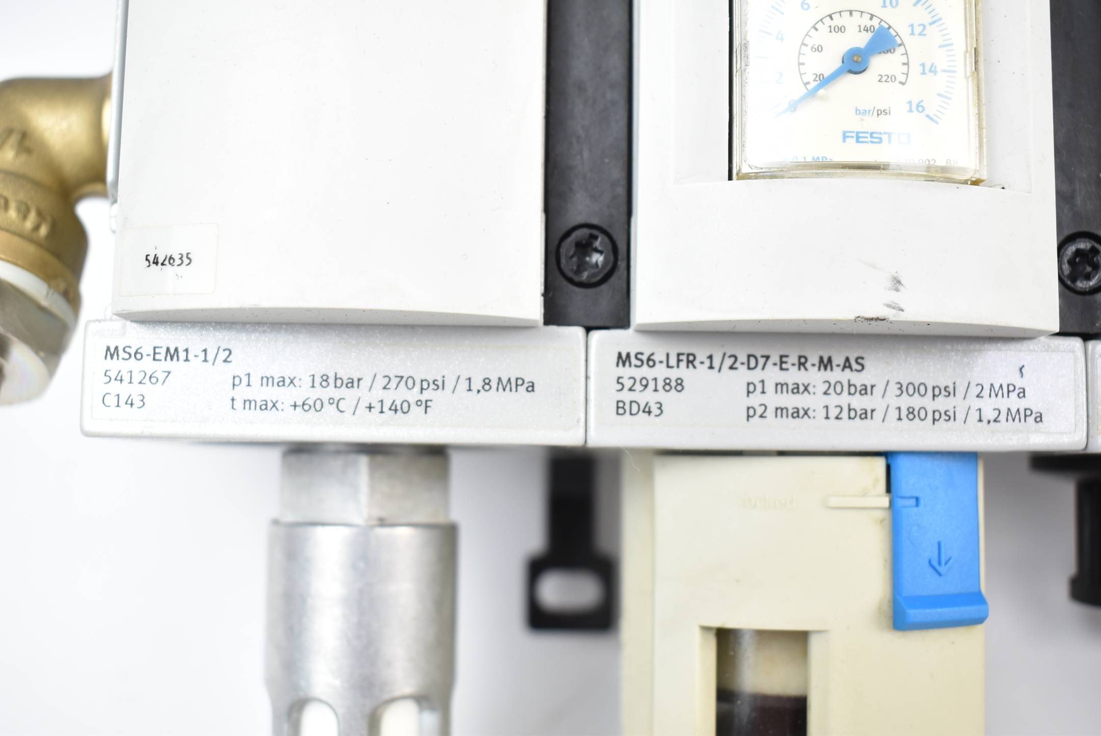 Festo Filter-Regelventil 20bar 300psi 2MPa MS6-LFR-1/2-D7-ERM-AS ( 529188 )