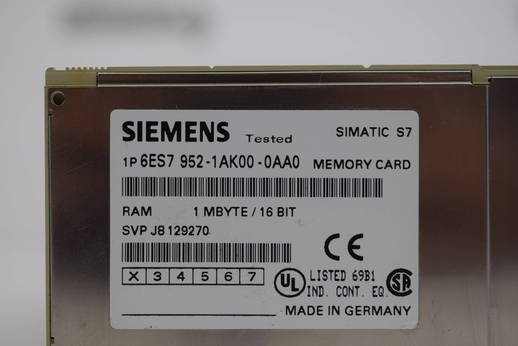 Siemens simatic S7 Memory Card 6ES7 952-1AK00-0AA0 ( 6ES7952-1AK00-0AA0 )