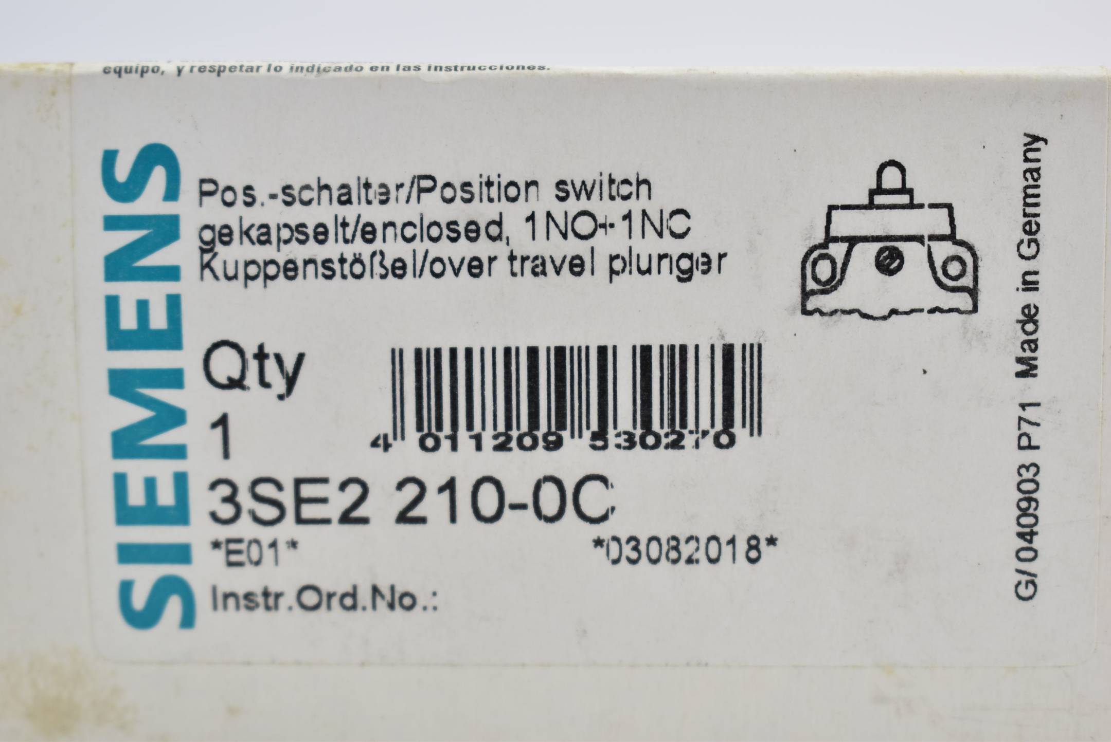 Siemens Positionsschalter gekapselt 3SE2210-0C