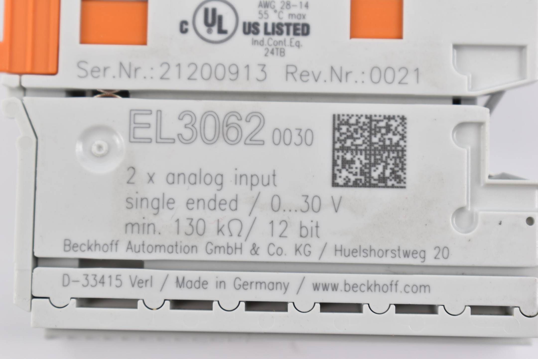 Beckhoff EtherCAT-Klemme 2-Kanal-Analog-Eingang EL3062-0030 ( EL 3062-0030 )