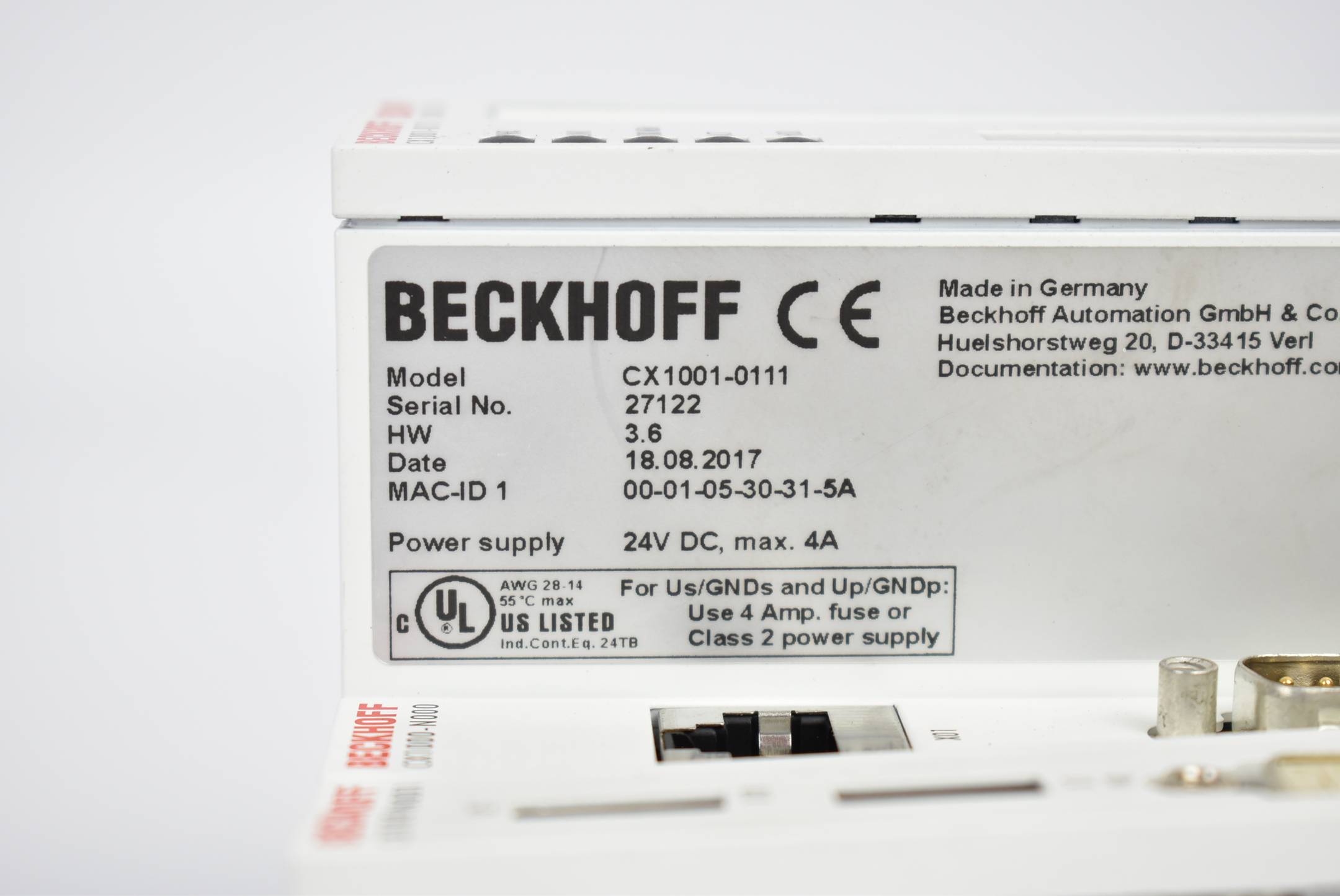 Beckhoff Steuerung CX1001-0111 + CX1000-Cool + CX1000-N000 + CX1000-N001