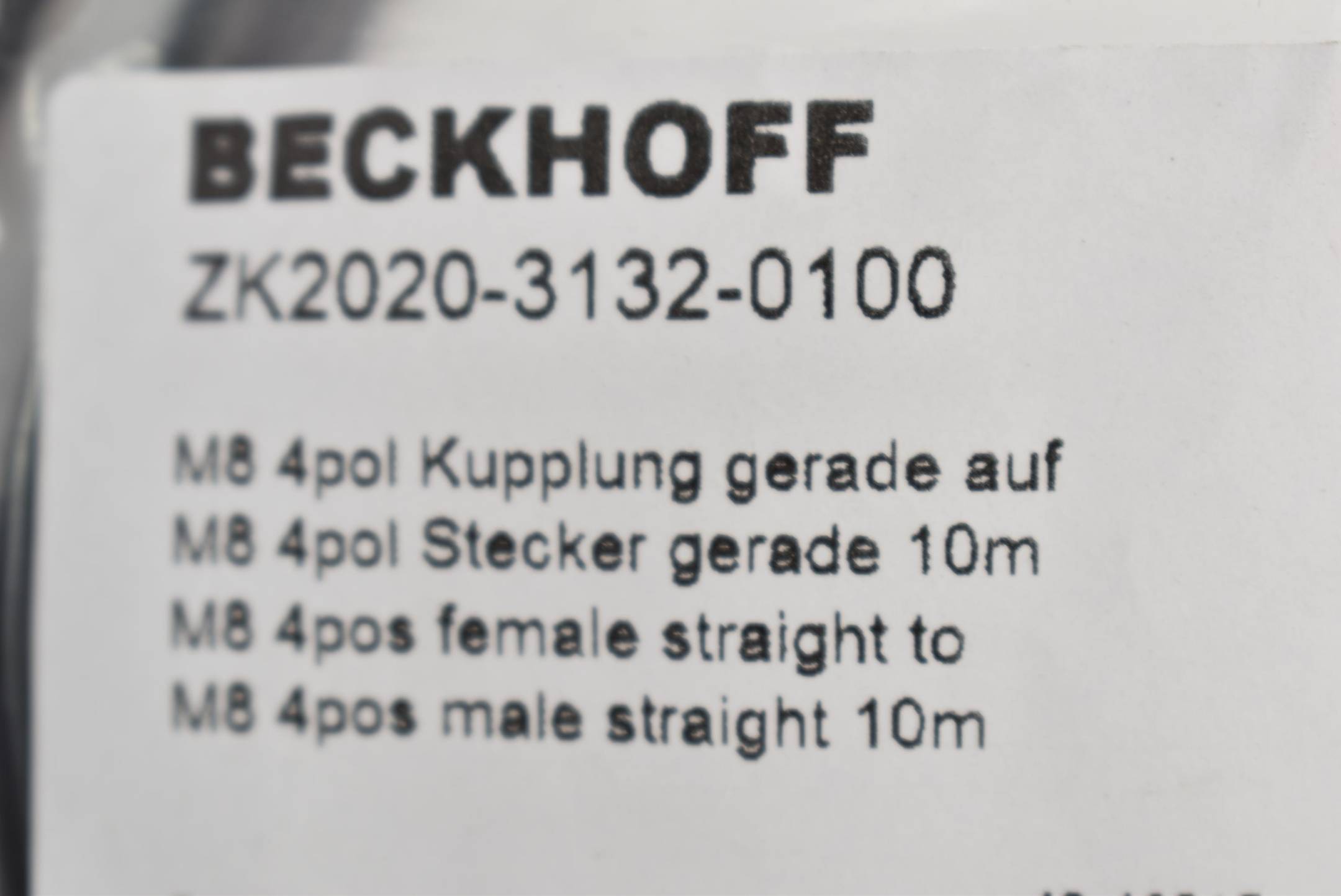 Beckhoff Powerleitung PUR M8 4pol Kupplung 10 m ZK2020-3132-0100
