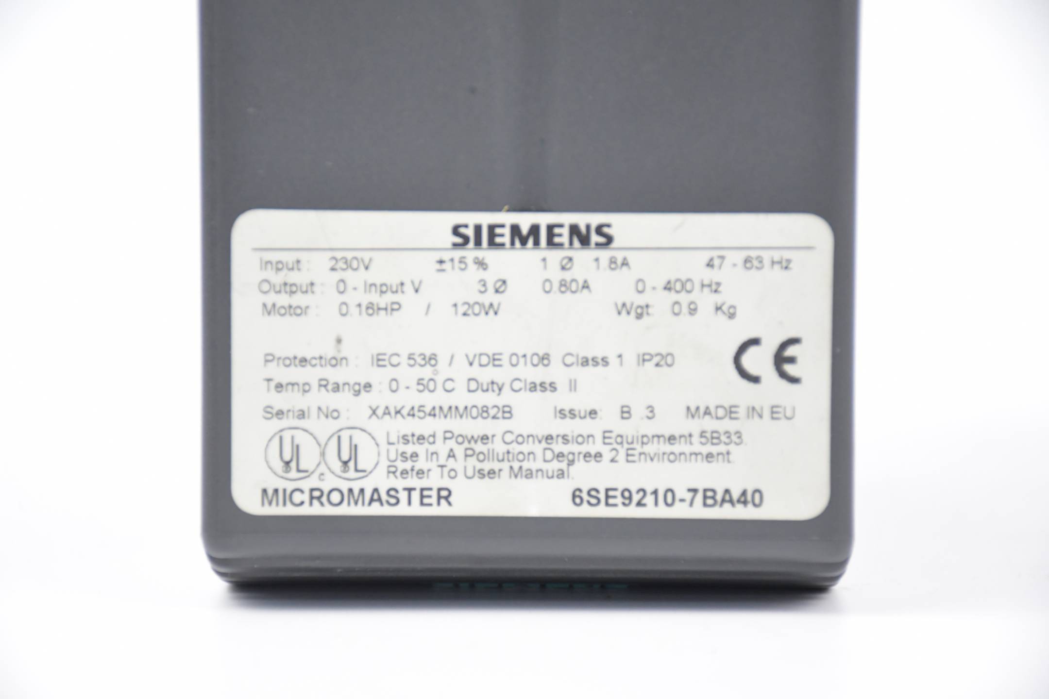 Siemens Micromaster 6SE9210-7BA40 ( 6SE9 210-7BA40 )