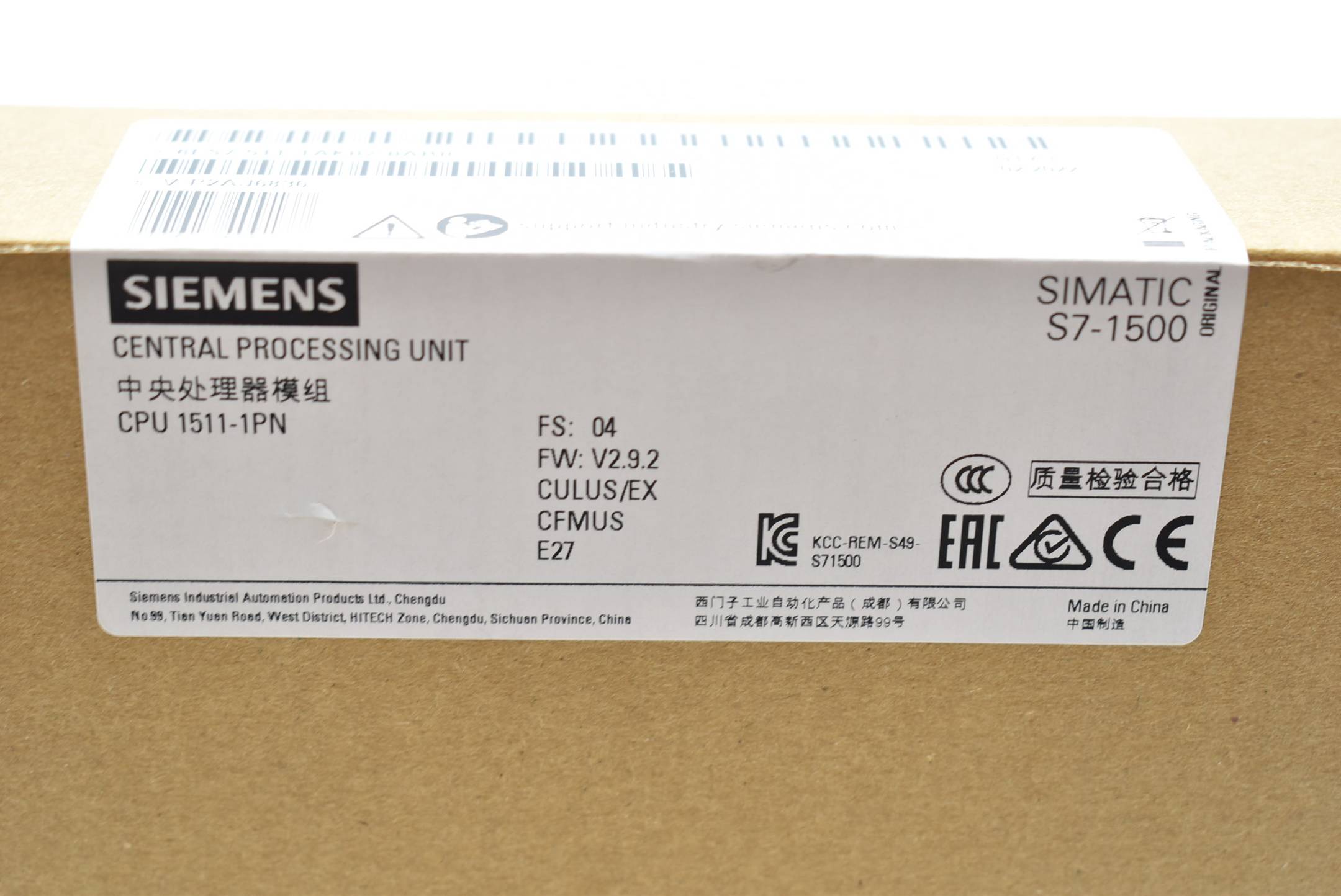 Siemens simatic S7-1500 CPU1511-1PN 6ES7 511-1AK02-0AB0 6ES7511-1AK02-0AB0 FS4