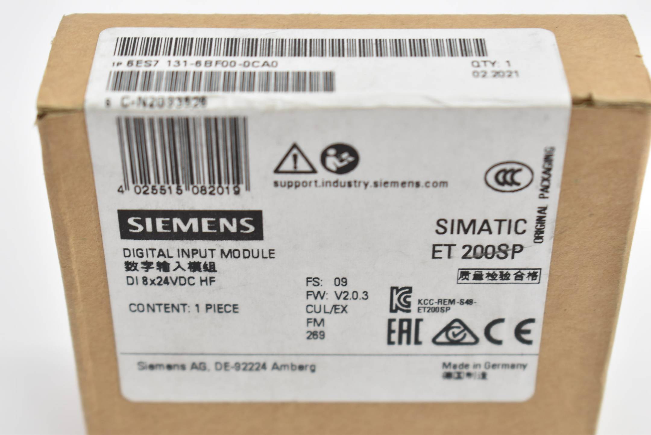 Siemens simatic ET 200SP digital 6ES7131-6BF00-0CA0 ( 6ES7 131-6BF00-0CA0 ) FS9