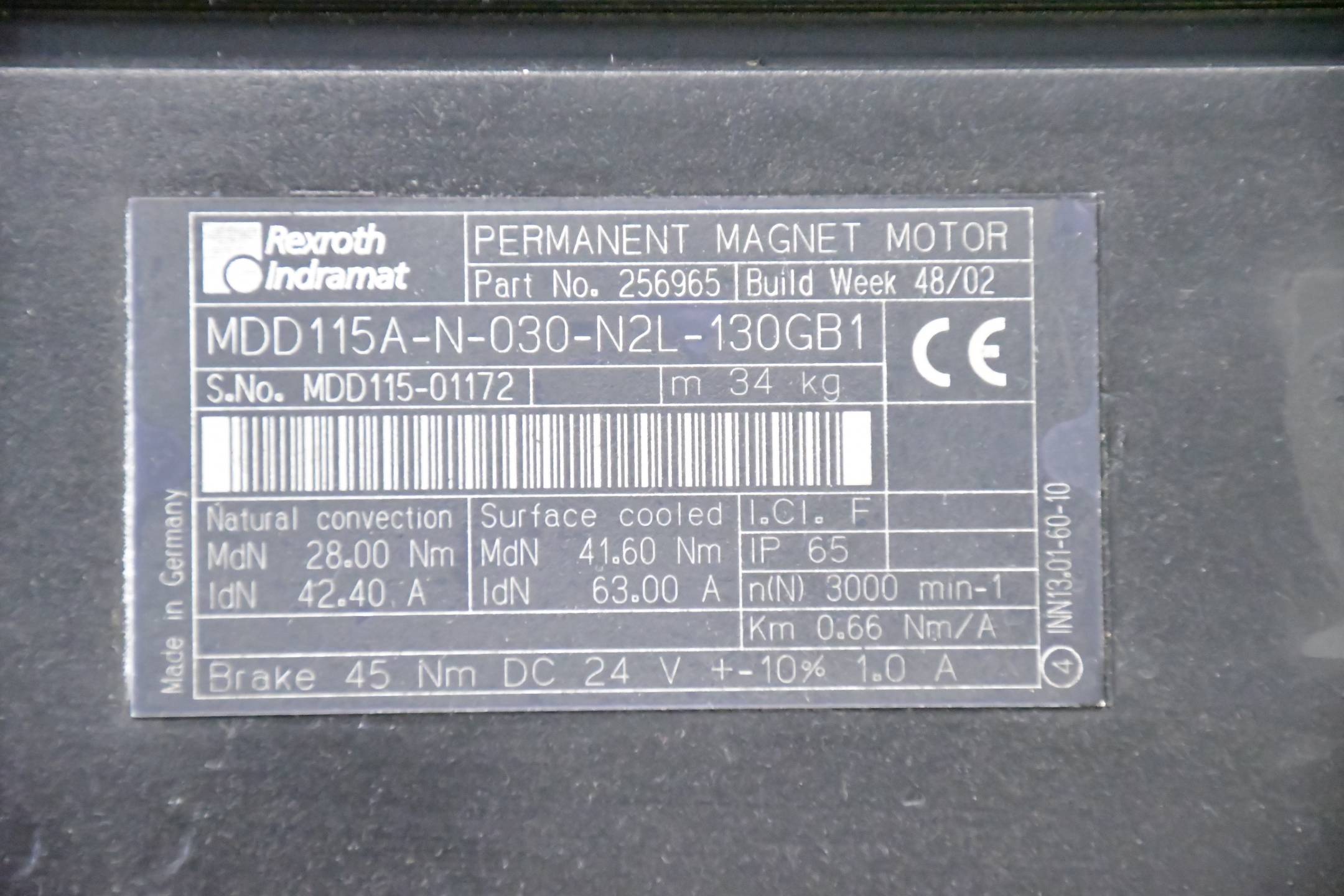 Indramat Rexroth Servomotor MDD115A-N-030-N2L-130GB1 ( R911256965 )
