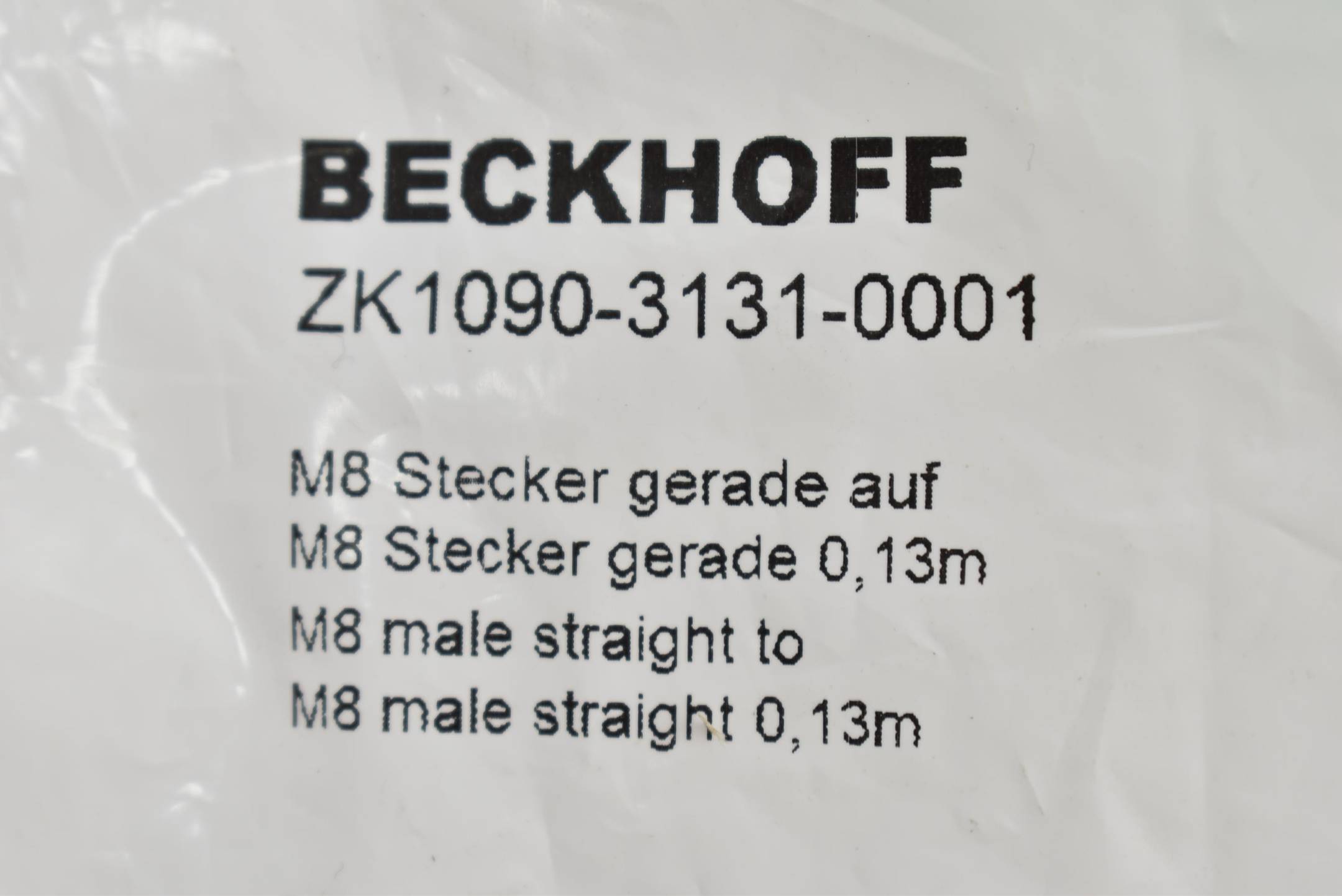Beckhoff EtherCAT-Leitung PUR AWG 26 M8 Stecker 0,13 m ZK1090-3131-0001