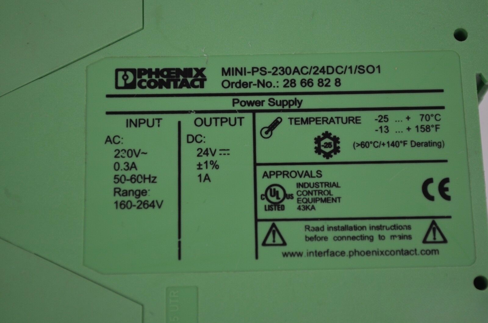 Phoenix Contact MINI-PS-230AC/24DC/1/SO1  28 66 82 8