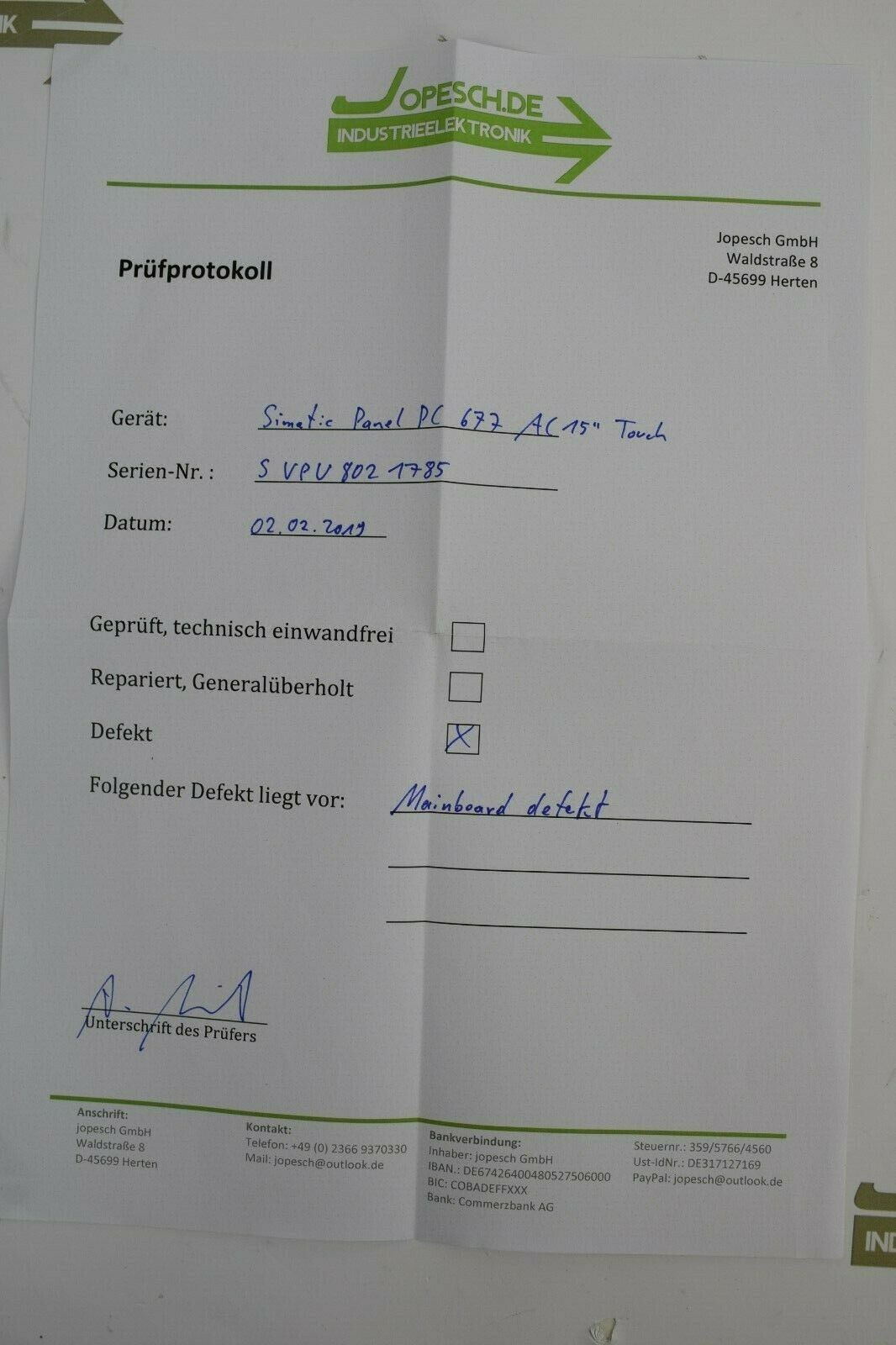 Siemens simatic Panel PC 677 15''Touch 6AV7802-0BC21-0AA0 ( 6AV7 802-0BC21-0AA0 )