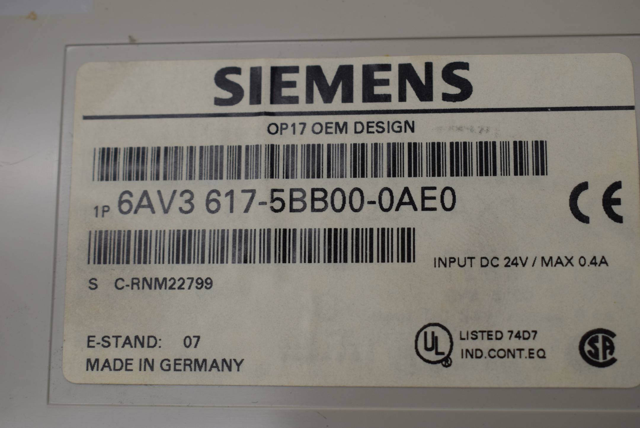 Siemens Siclimat OP17 OEM Design 6AV3 617-5BB00-0AE0 ( 6AV3617-1JC20-0AX1 ) E.07