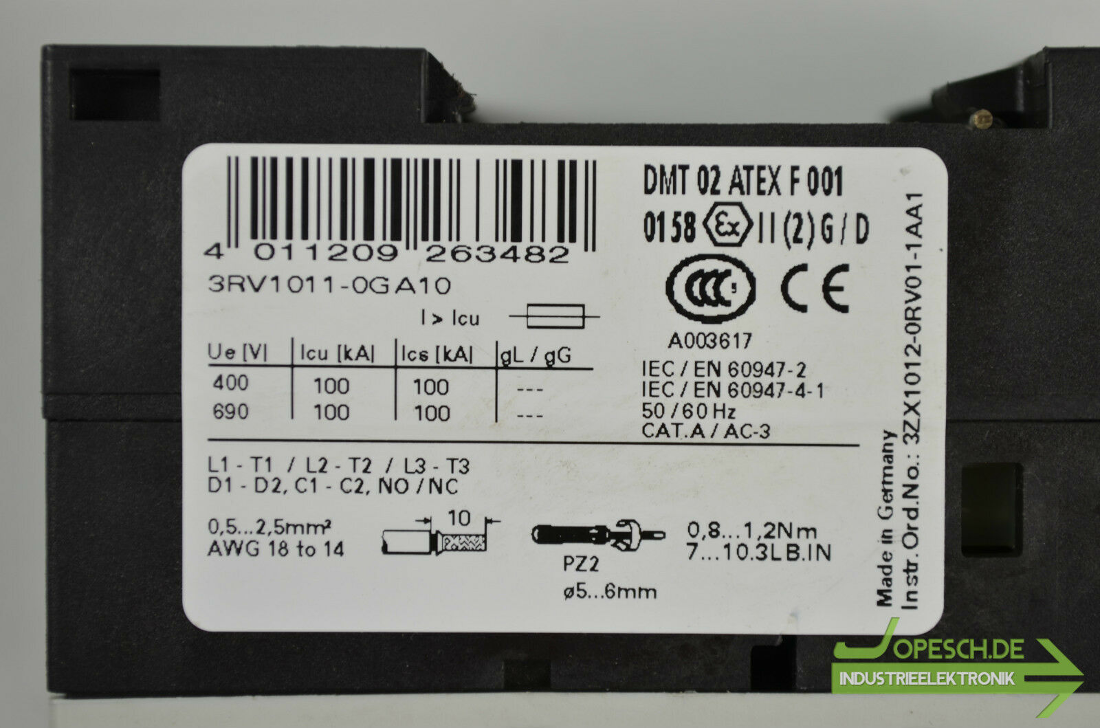 Siemens sirus Leistungsschalter 3RV1011-0GA10