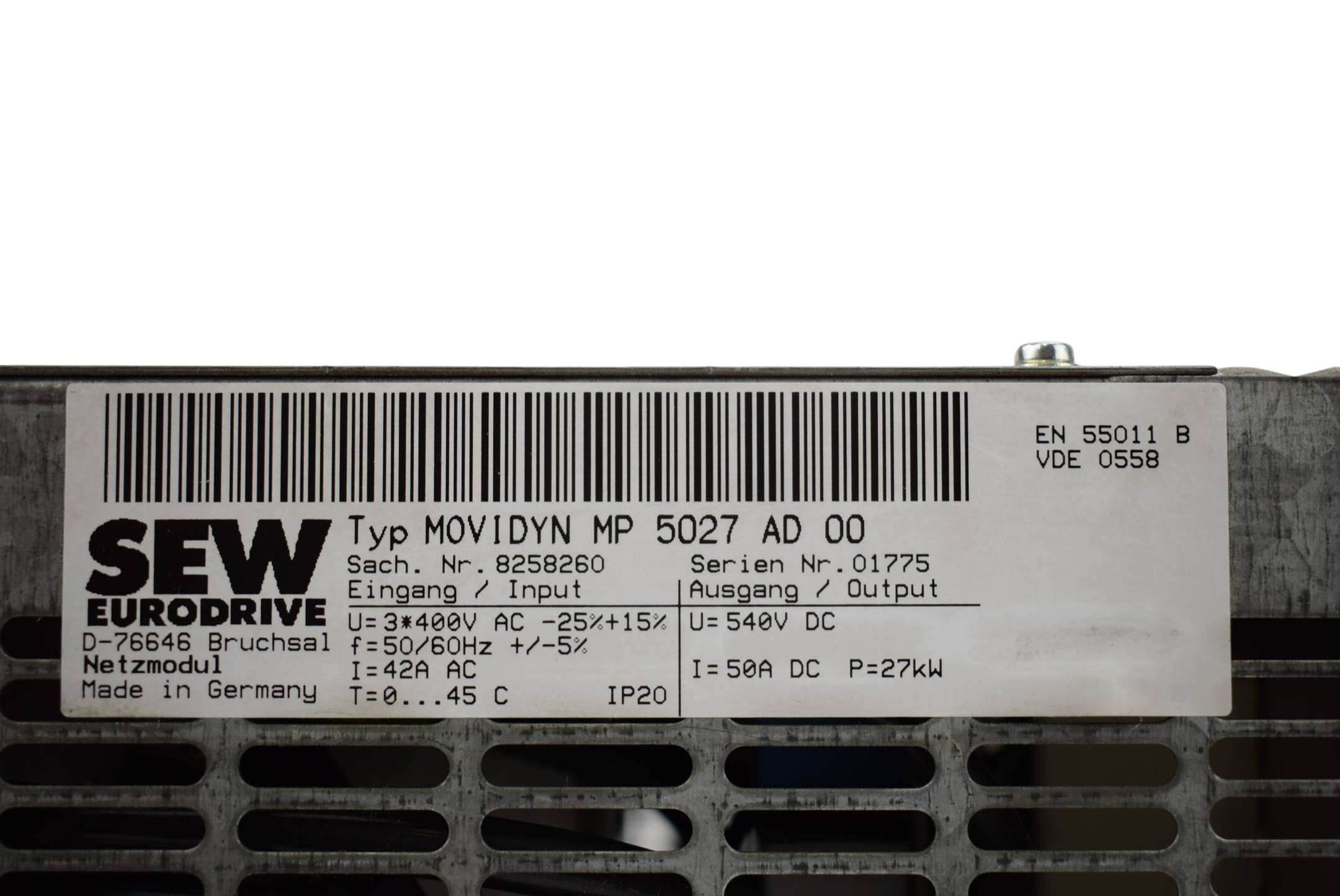 SEW Eurodrive Movidyn Servo Umrichter MP 5027 AD 00 ( 8258260 ) MP5027AD00 SEW Eurodrive Movidyn Servo Umrichter MP 5027 AD 00 ( 8258260 ) MP5027AD00