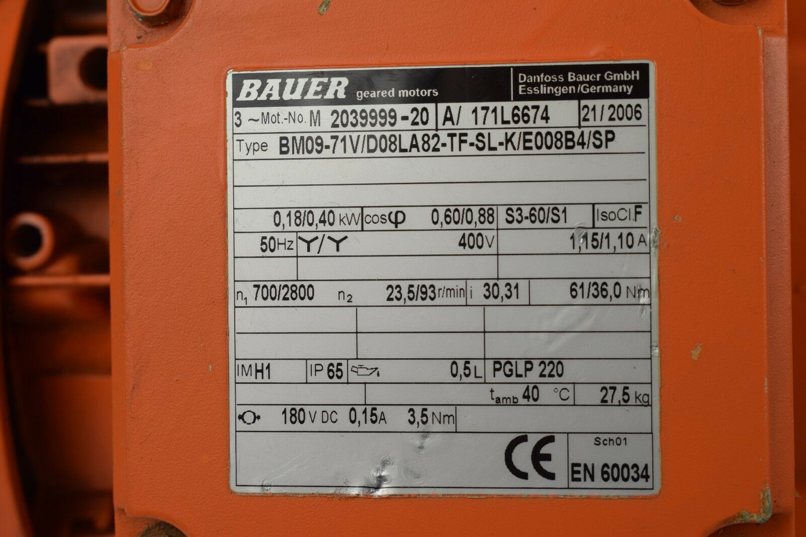 Bauer BM09-71V/D08LA82-TF-SL-K/E008B4/SP