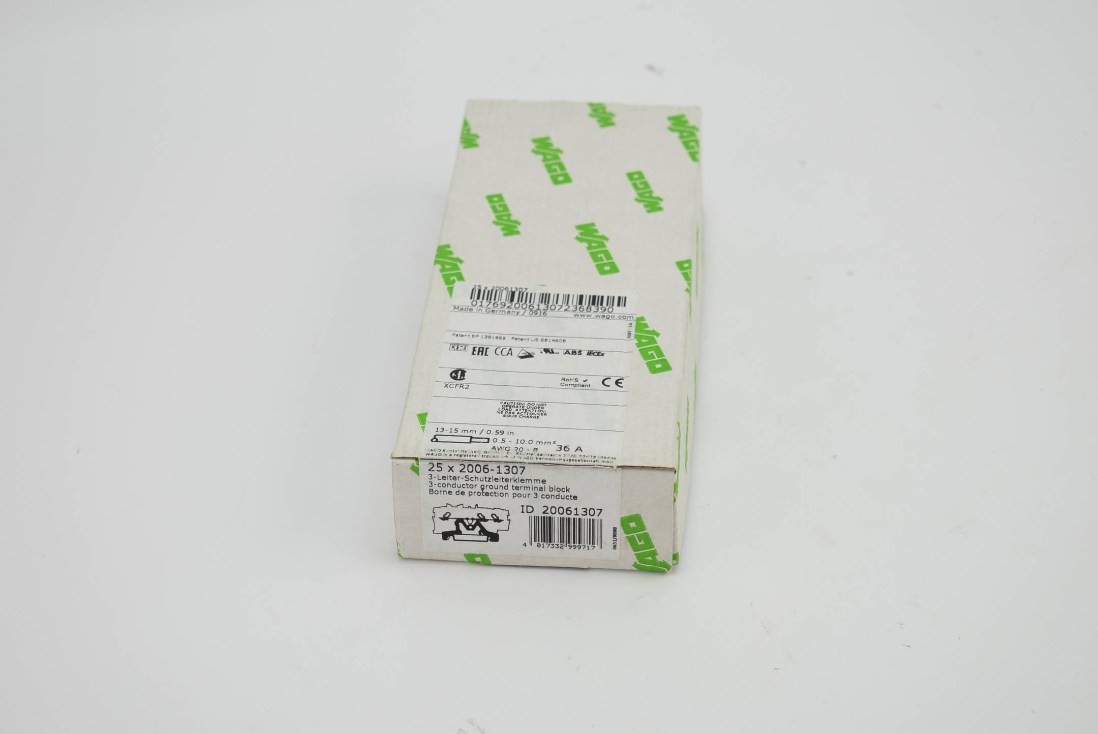 23 Stück Wago 3-Leiter Schutzleiterklemme 2006-1307 ( 20061307 )
