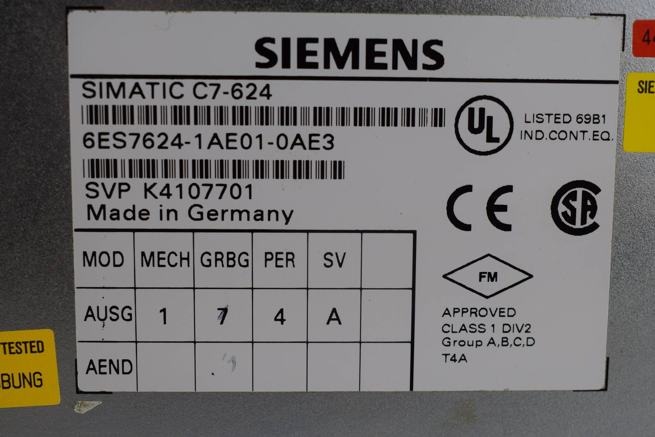 Siemens simatic C7-624 6ES7 624-1AE01-0AE3 ( 6ES7624-1AE01-0AE3 ) 