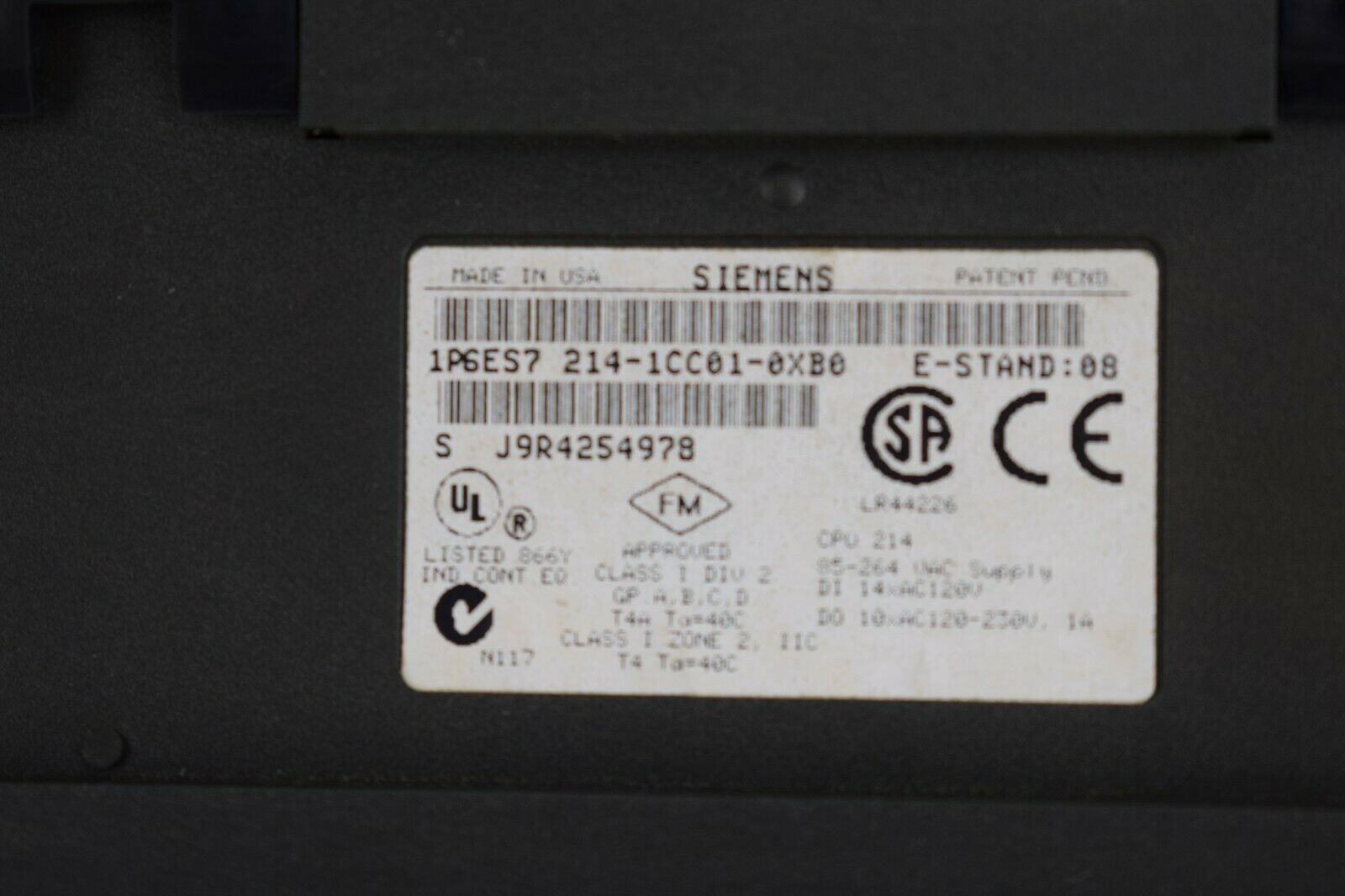 Siemens simatic S7 CPU 214 6ES7 214-1CC01-0XB0 ( 6ES7214-1CC01-0XB0 )