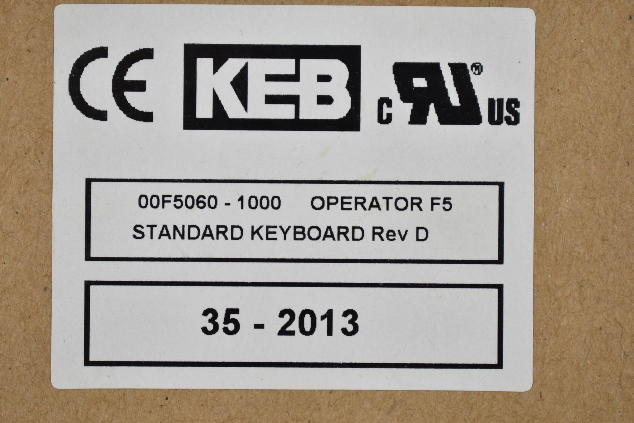 KEB Standard Keyboard Operator F5 00F5060-1000 ( 35-2013 )