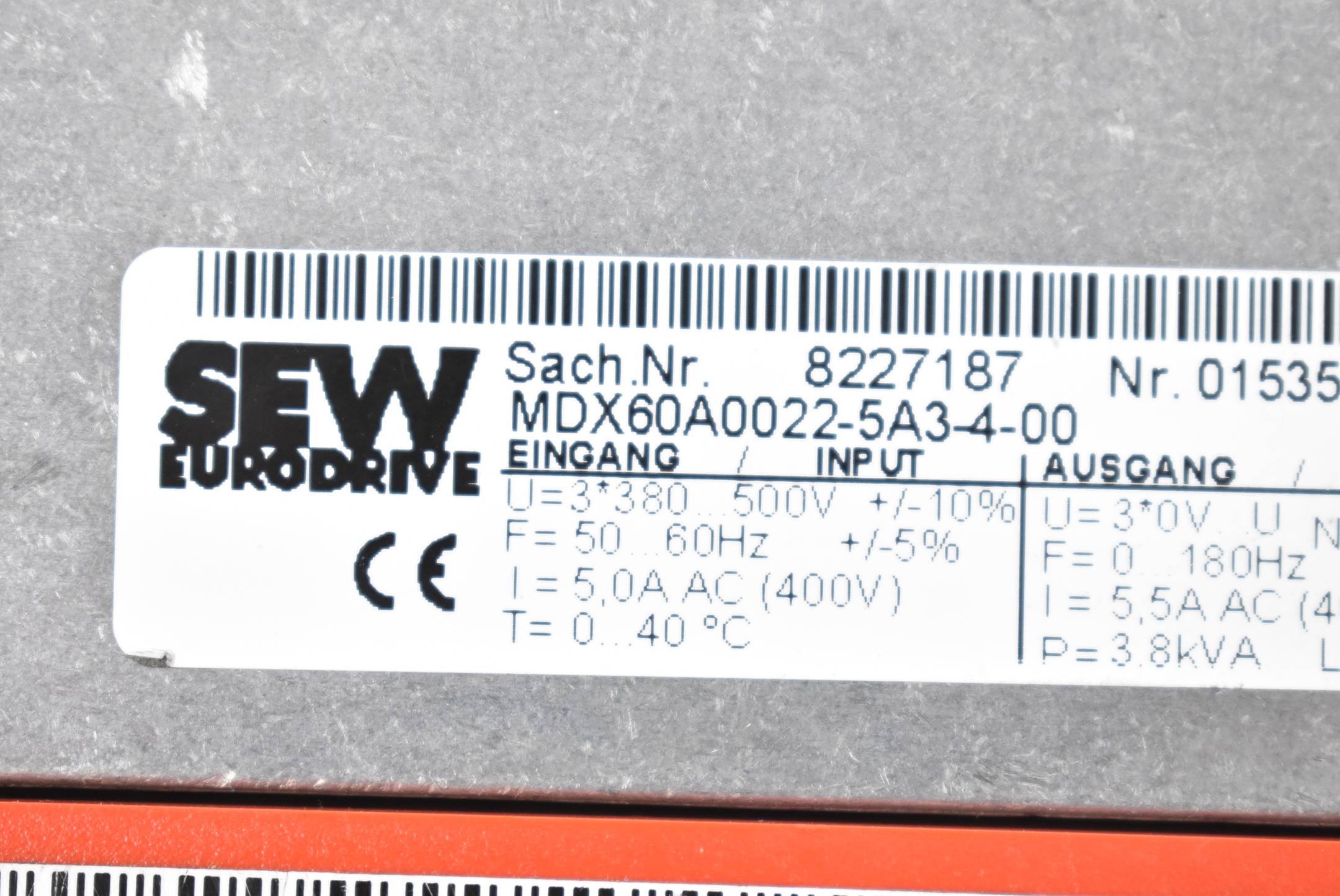 SEW Eurodrive Umrichter MCF41A0022-5A3-4-00 + MDX60A0022-5A3-4-00