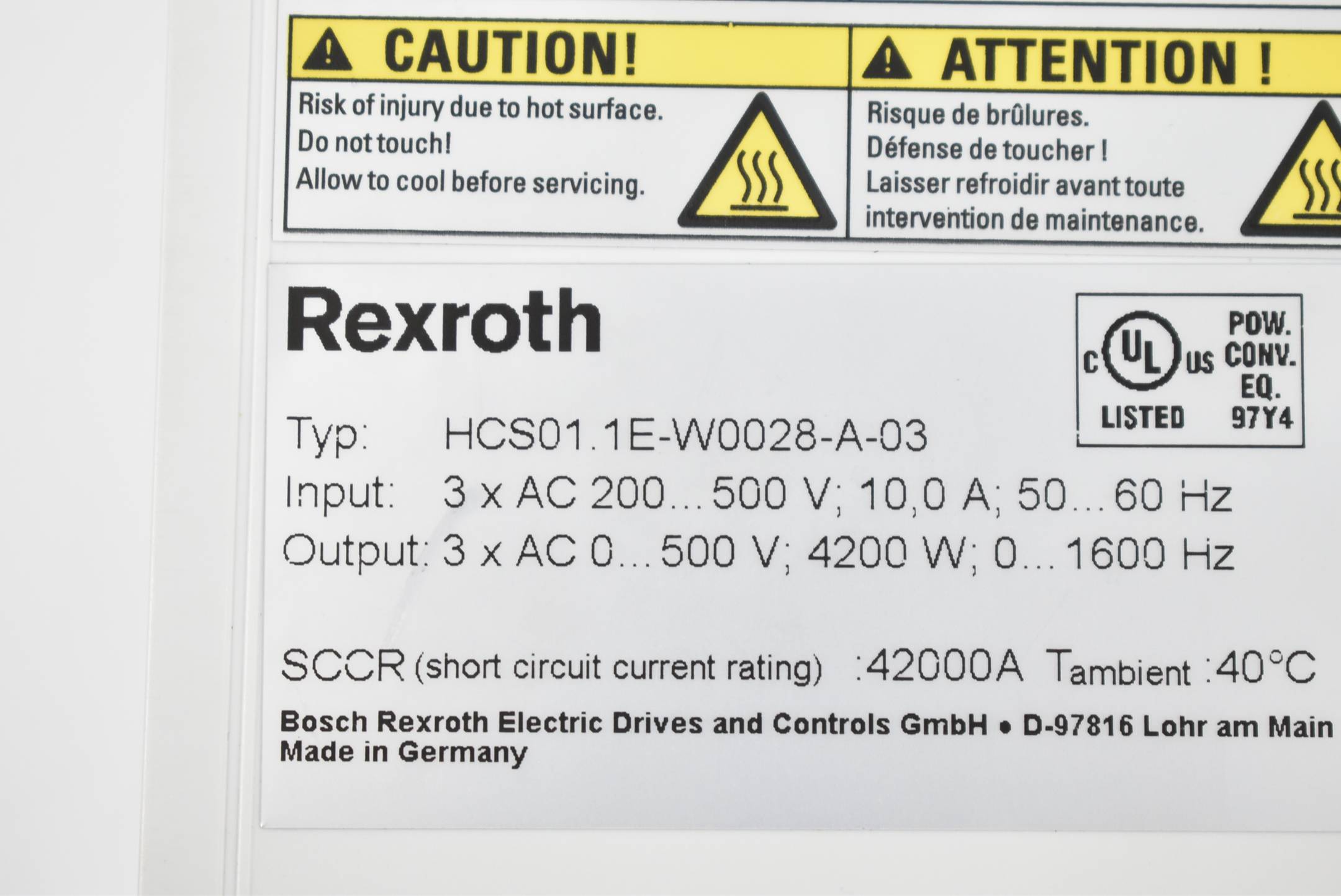 Rexroth IndraDrive Cs HCS01.1E-W0028-A-03-B-ET-EC-NN-L4-NN-FW ( R911331611 )