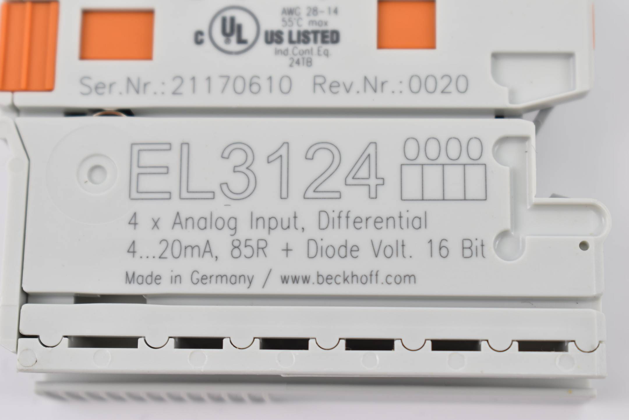 Beckhoff EtherCAT-Klemme 4-Kanal-Analog-Eingang 4-20mA 16Bit EL3124 ( EL 3124 )