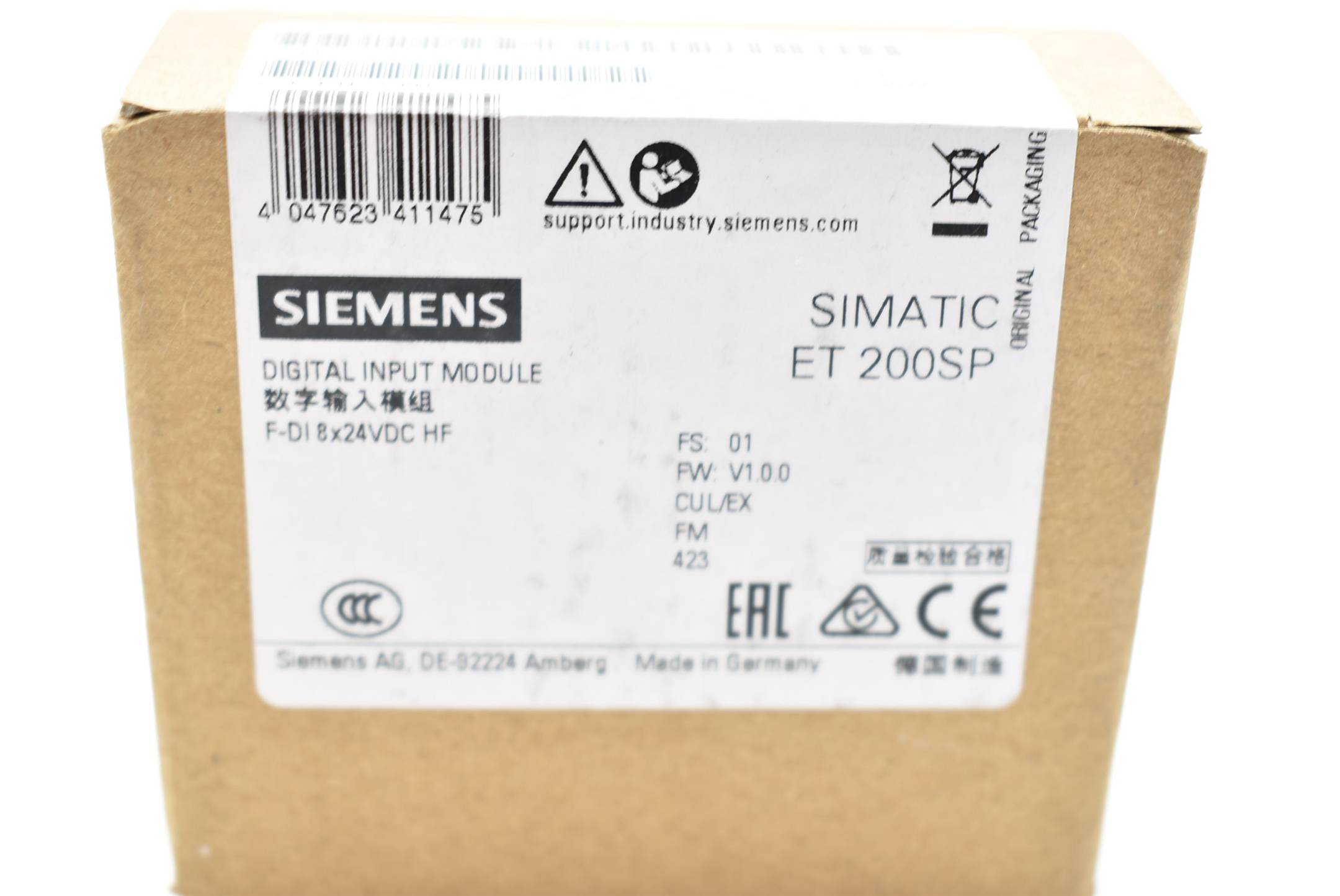 Siemens simatic ET 200SP F-DI 8x 24VDC HF 6ES7 136-6BA01-0CA0 6ES7136-6BA01-0CA0