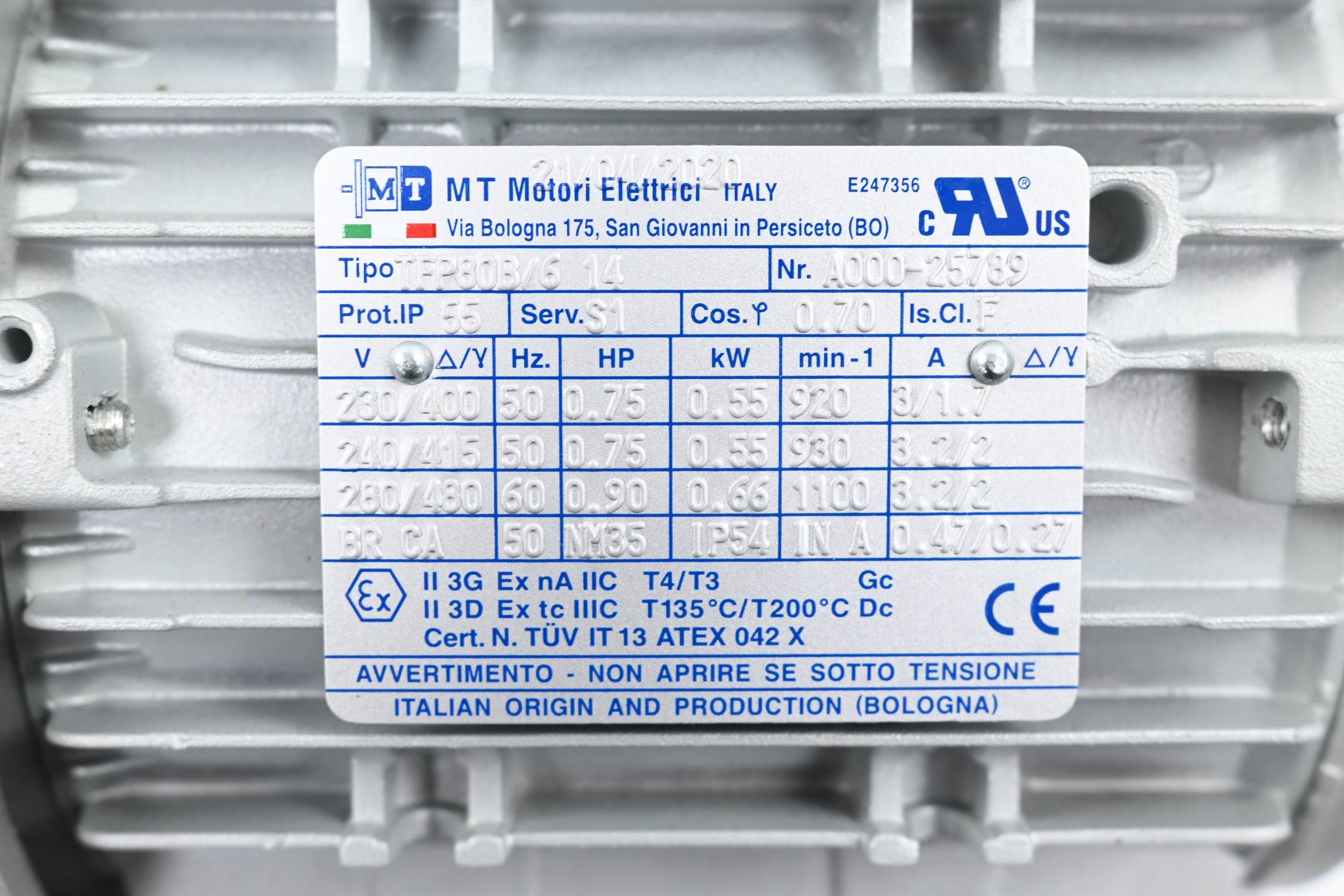 MT Motor Elettrici Elektromotor TFP80B/6 14 ( A000-25789 )