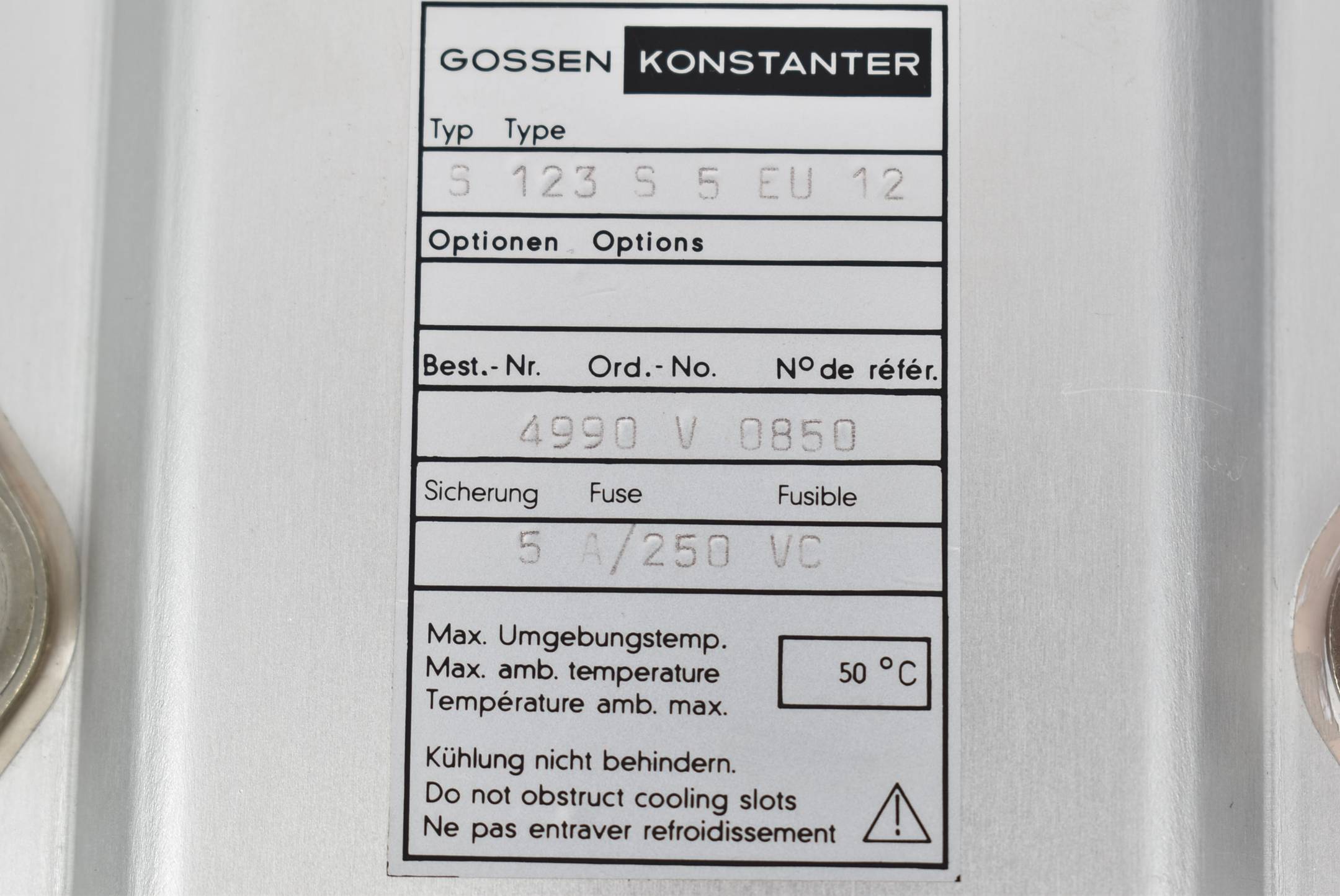 Gossen Konstanter Power supply 5 A 250 VC S123S5EU12