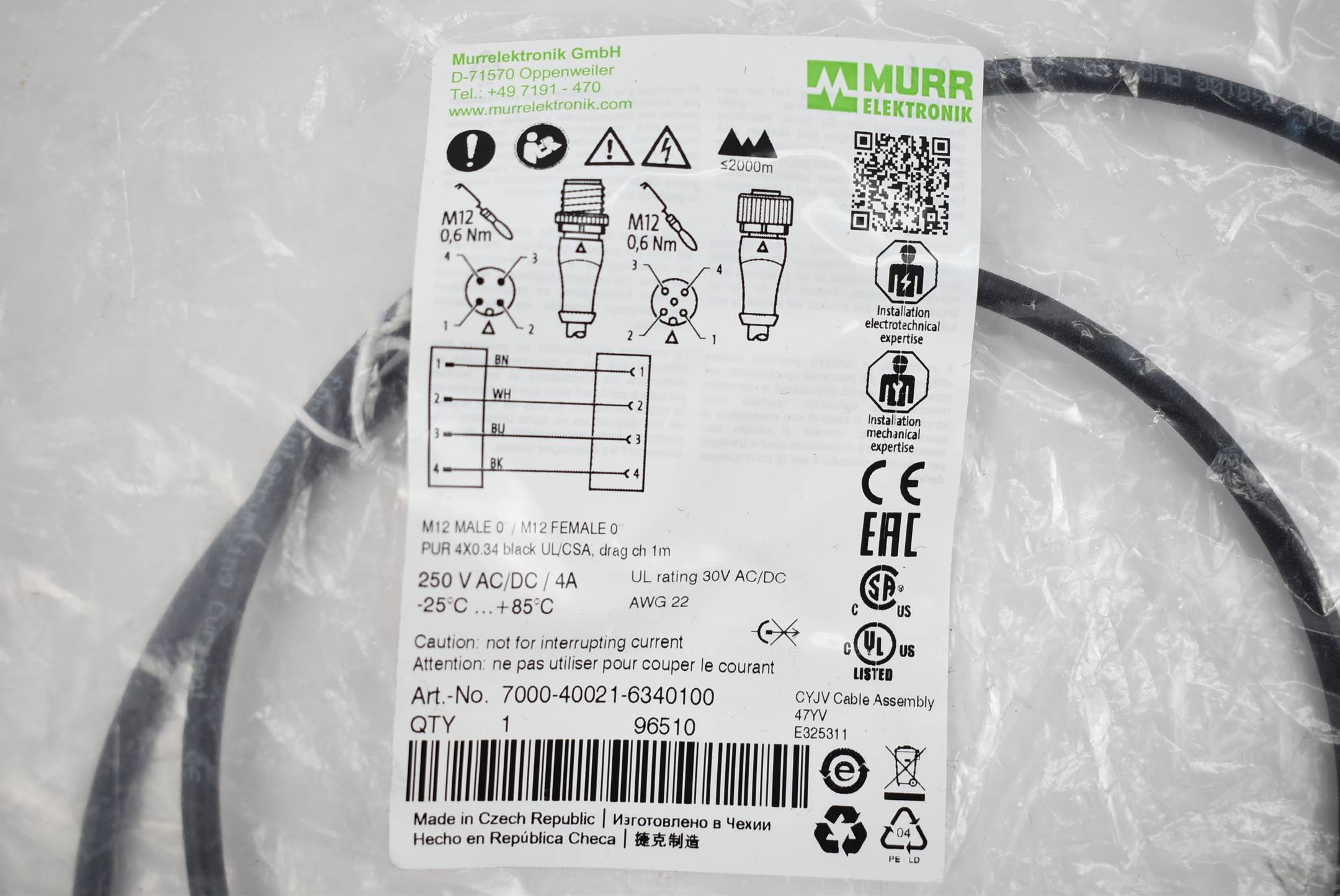 Murr Elektronik Aktor-Sensor-Kabel 7000-40021-6340100
