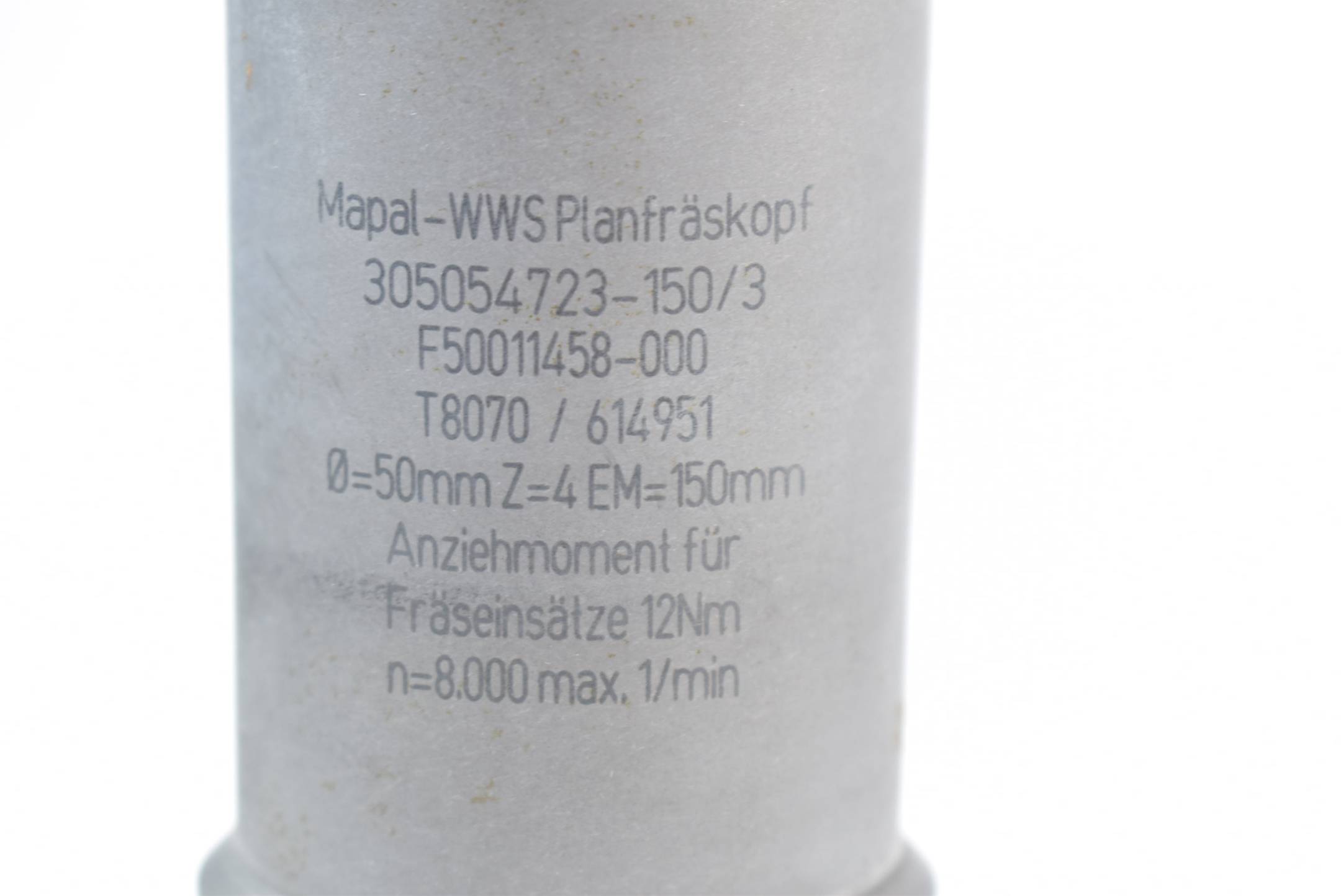 Mapal WWS Planfräskopf 12Nm F50011458-000 ( T8070 / 314951 ) 3050554723-150/3 