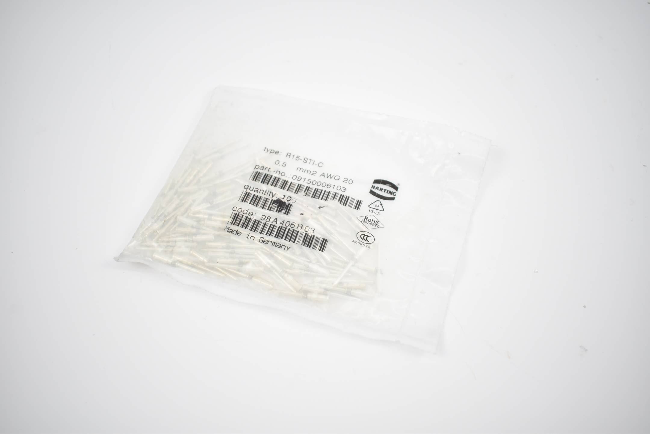 Harting Buchsenkontakt R15-STI-C ( 09150006103 ) 0,5mm² AWG20 ( VE 100 Stück )