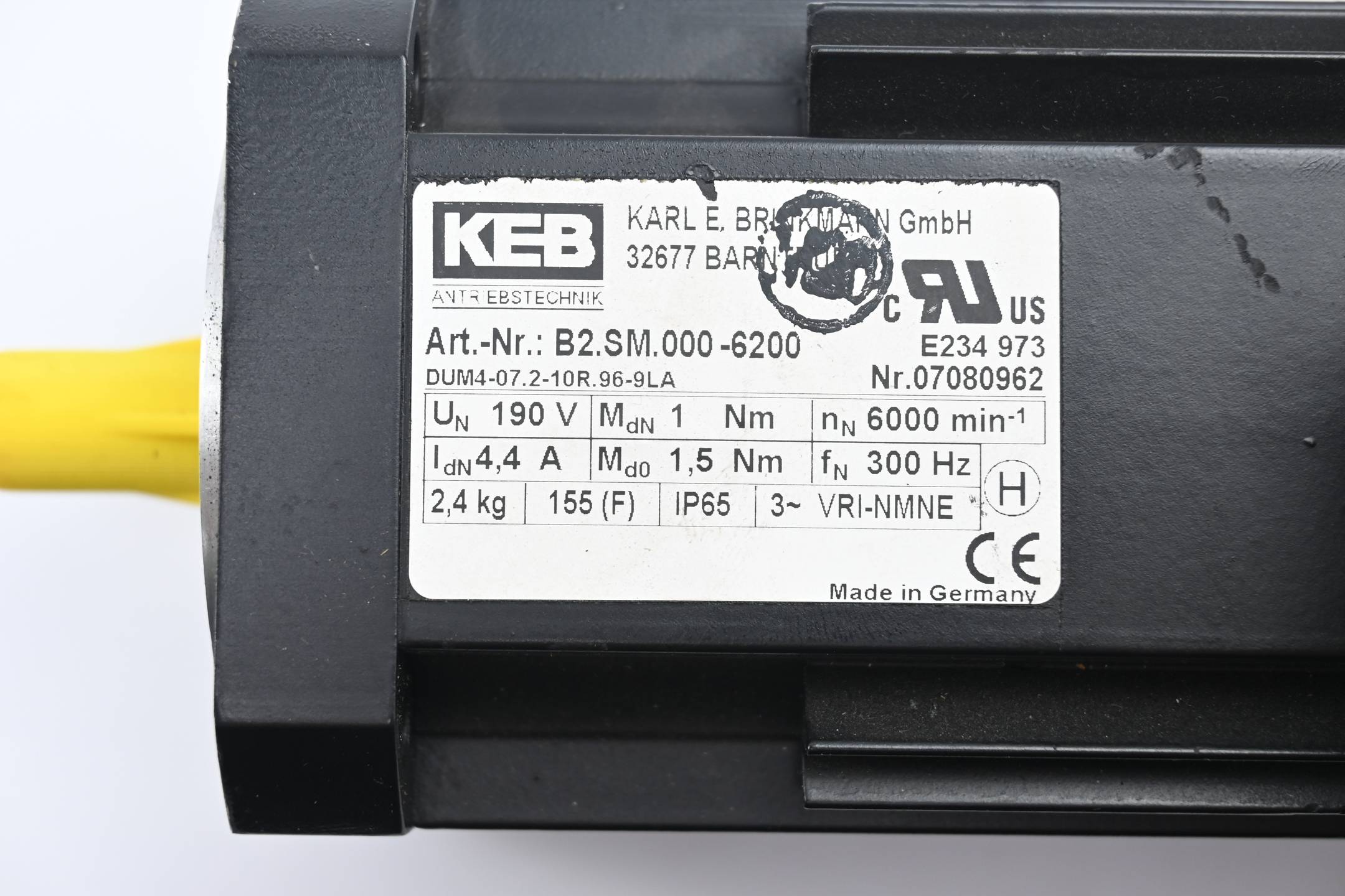 KEB Antriebstechnik Servomotor B2.SM.000-6200 ( DUM4-07.2-10R.96-9LA )