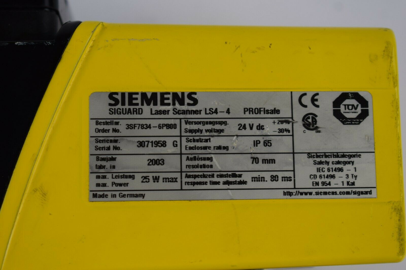 Siemens siguard Laser Scanner LS4-4 3SF7 834-6PB00 ( 6SF7834-6PB00 )