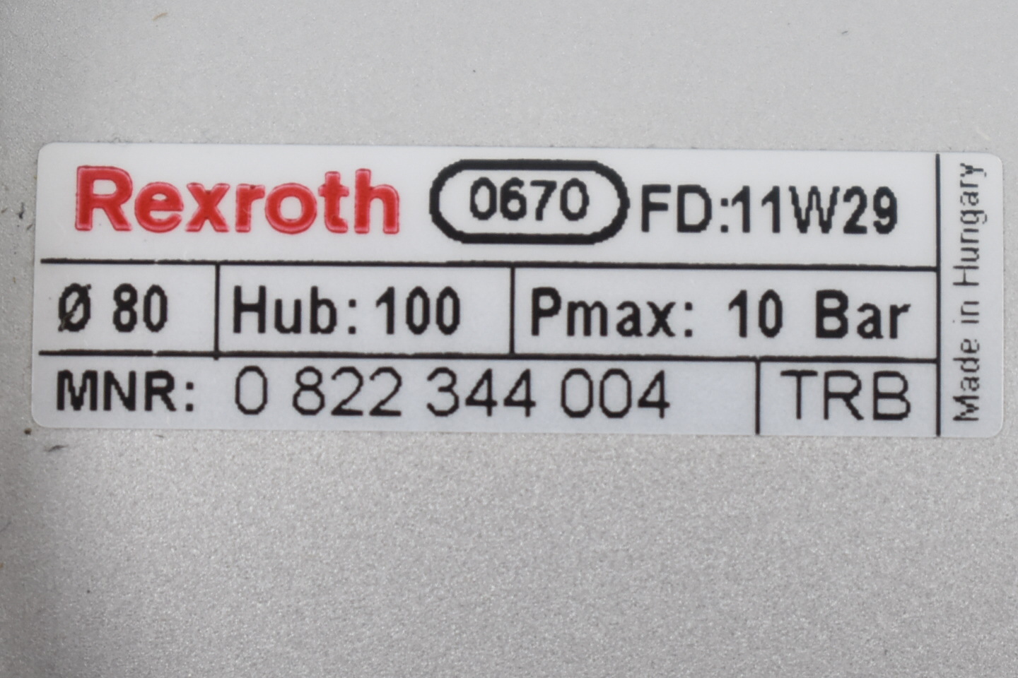 Rexroth  Pneumatikzylinder 0 822 344 004 ( 0822344004 ) 10 bar