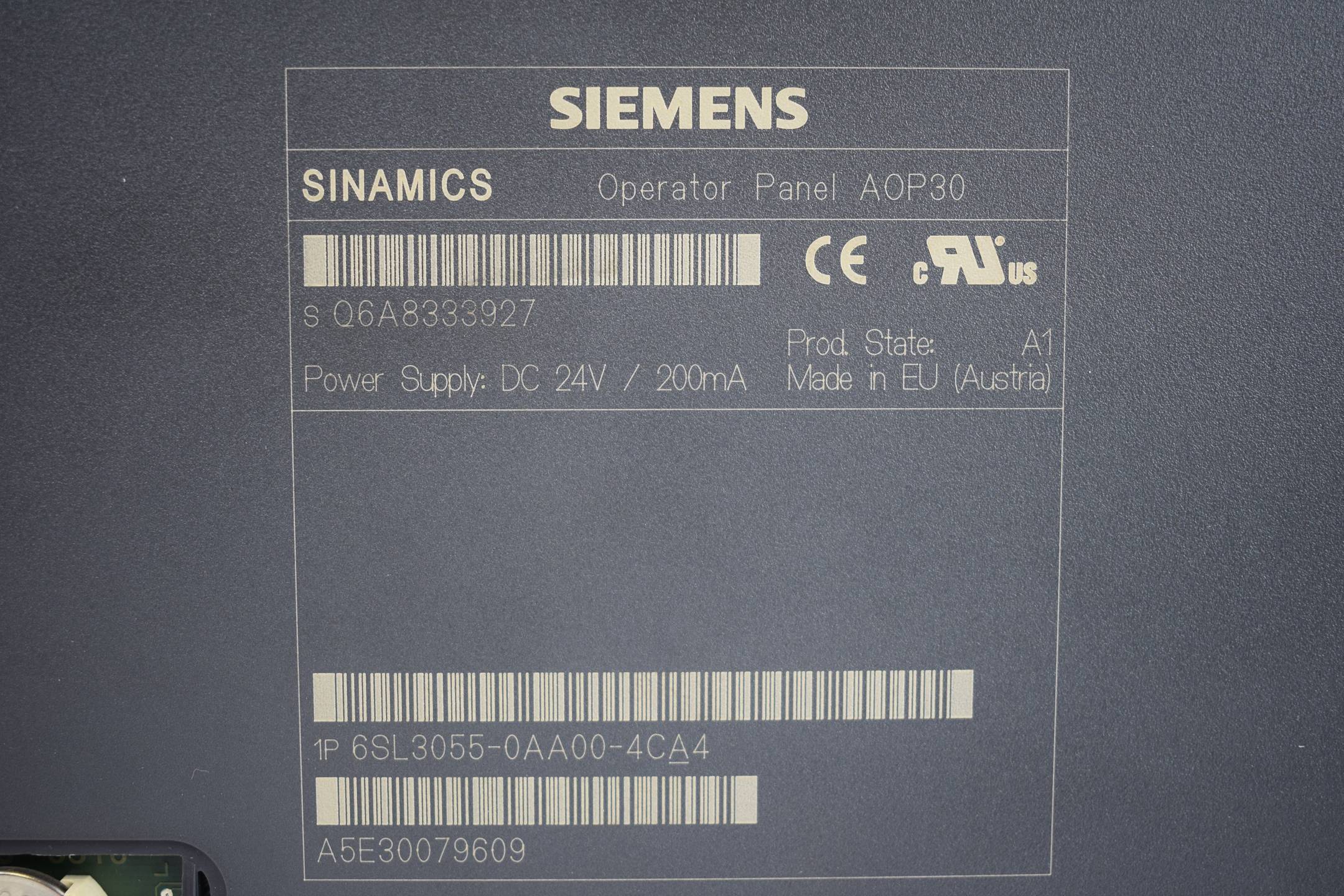 Siemens sinamics Bedienfeld AOP30 6SL3 055-0AA00-4CA4 ( 6SL3055-0AA00-4CA4 )