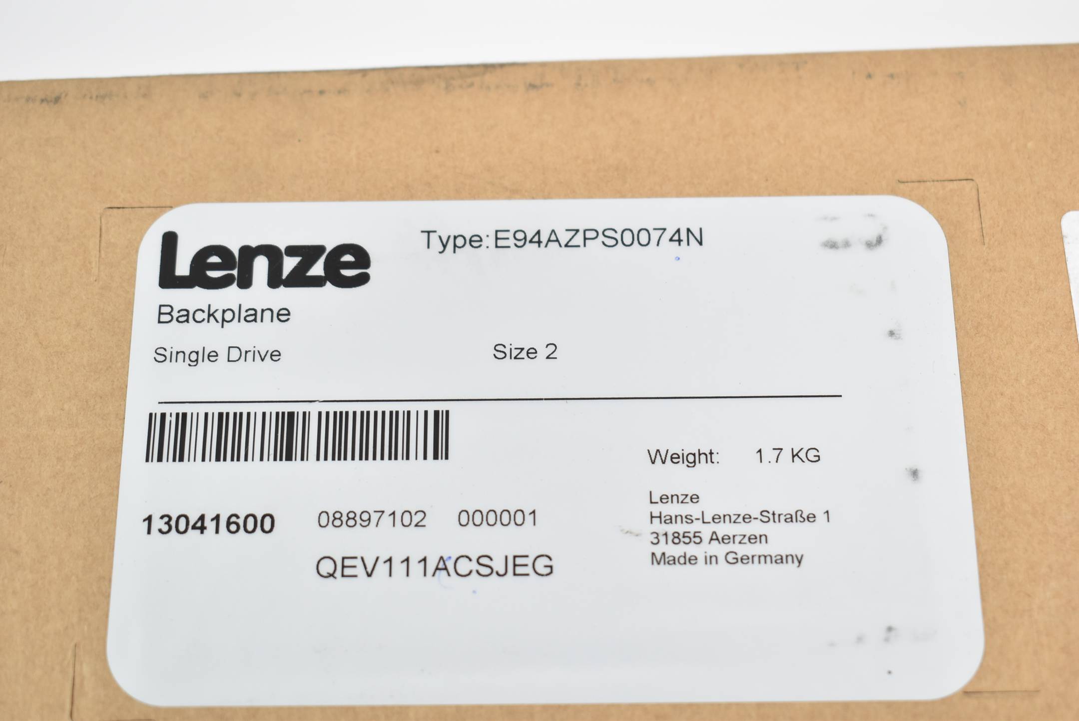 Lenze E94AZPS0074N Backplane Single Drive ( 13041600 )