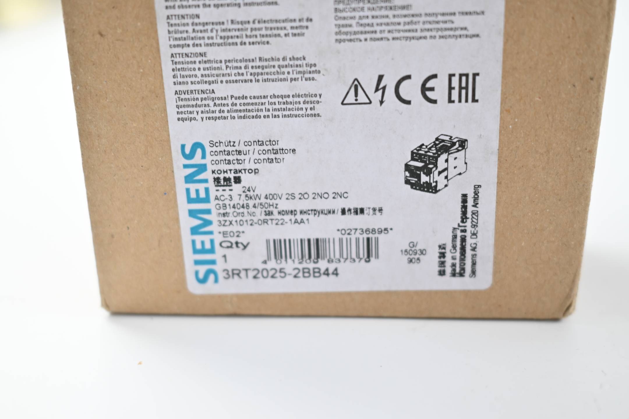 Siemens Leistungsschütz 3RT2025-2BB44 ( 3RT2 025-2BB44 ) + 3RH2911-2HA11