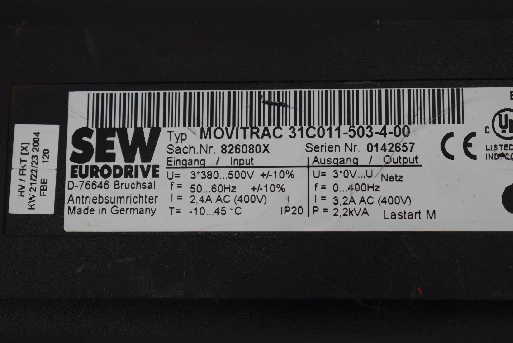 SEW Eurodrive Antriebsumrichter Movitrac 31C011-503-4-00 