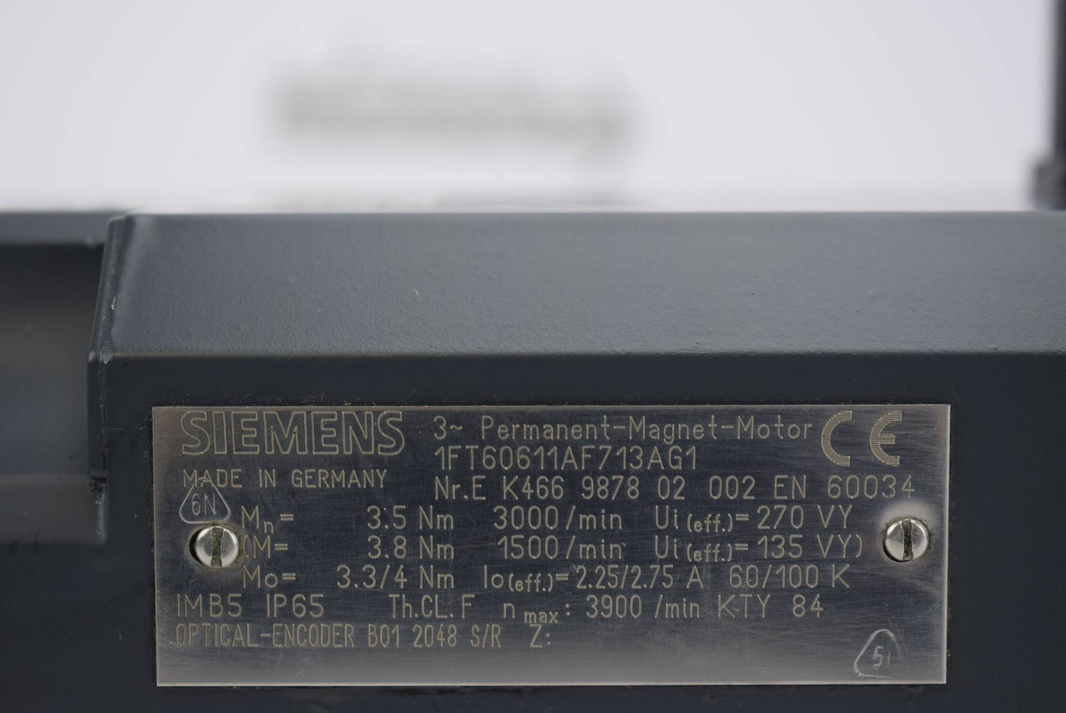 Siemens AC-VSA-Motor 3~Permanent-Magnet 1FT6061-1AF71-3AG1 ( 1FT60611AF713AG1 )