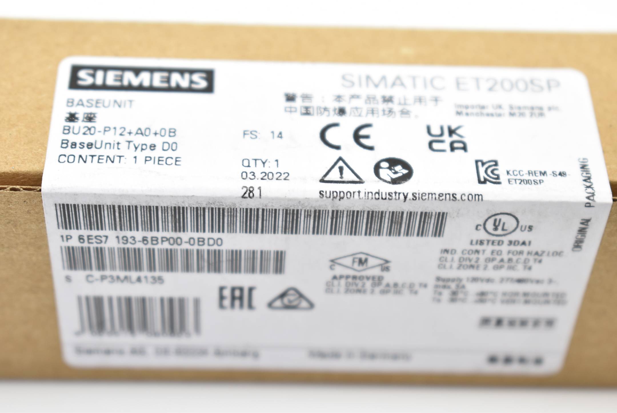 Siemens simatic ET200SP 6ES7 193-6BP00-0BD0 ( 6ES7193-6BP00-0BD0 )