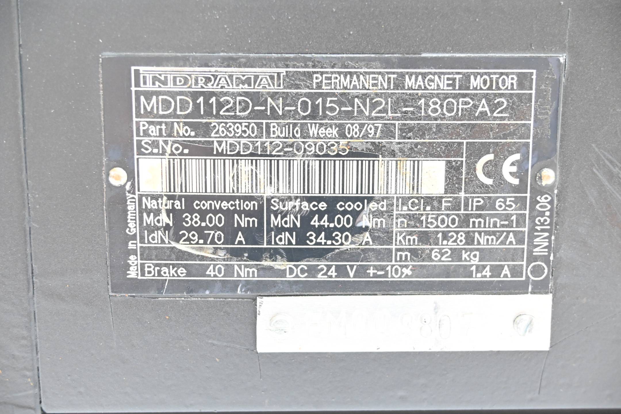 Indramat Permanent Magnet Motor MDD112D-N-015-N2L-180PA2 ( 263950 )