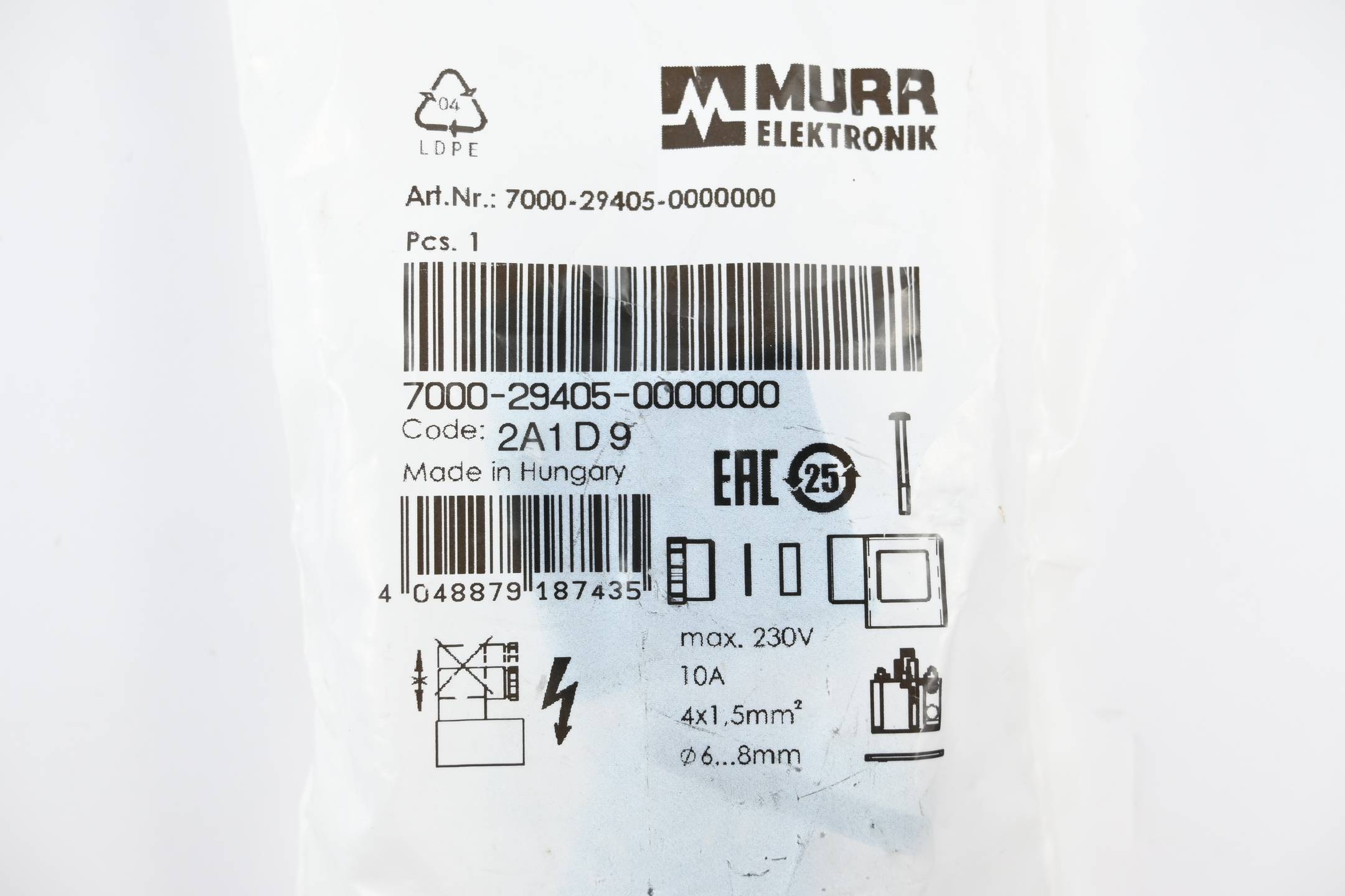 Murr Elektronik Schraubklemmanschluss 7000-29405-0000000