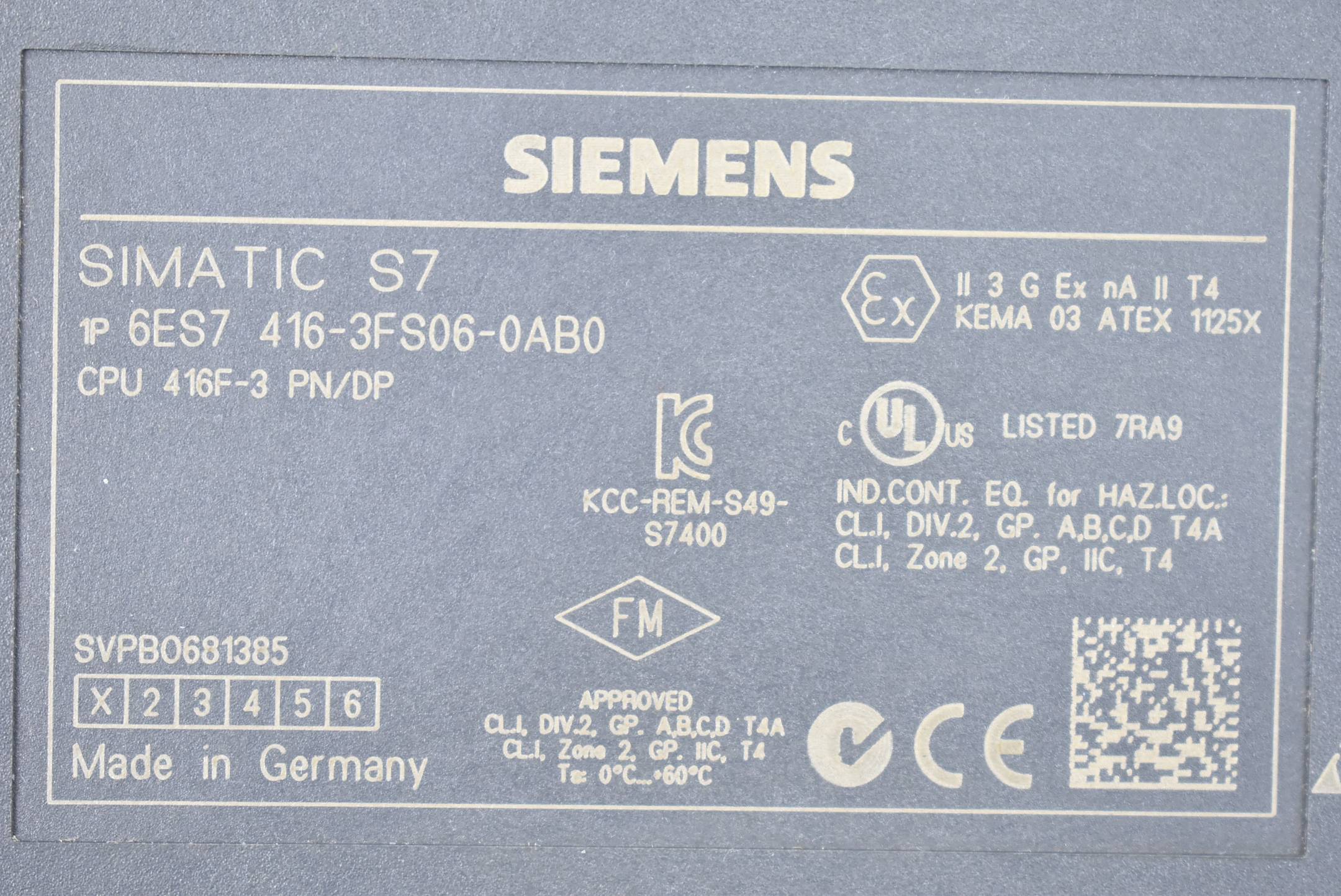 Siemens simatic S7-400 CPU 6ES7 416-3FS06-0AB0 ( 6ES7416-3FS06-0AB0 ) E1