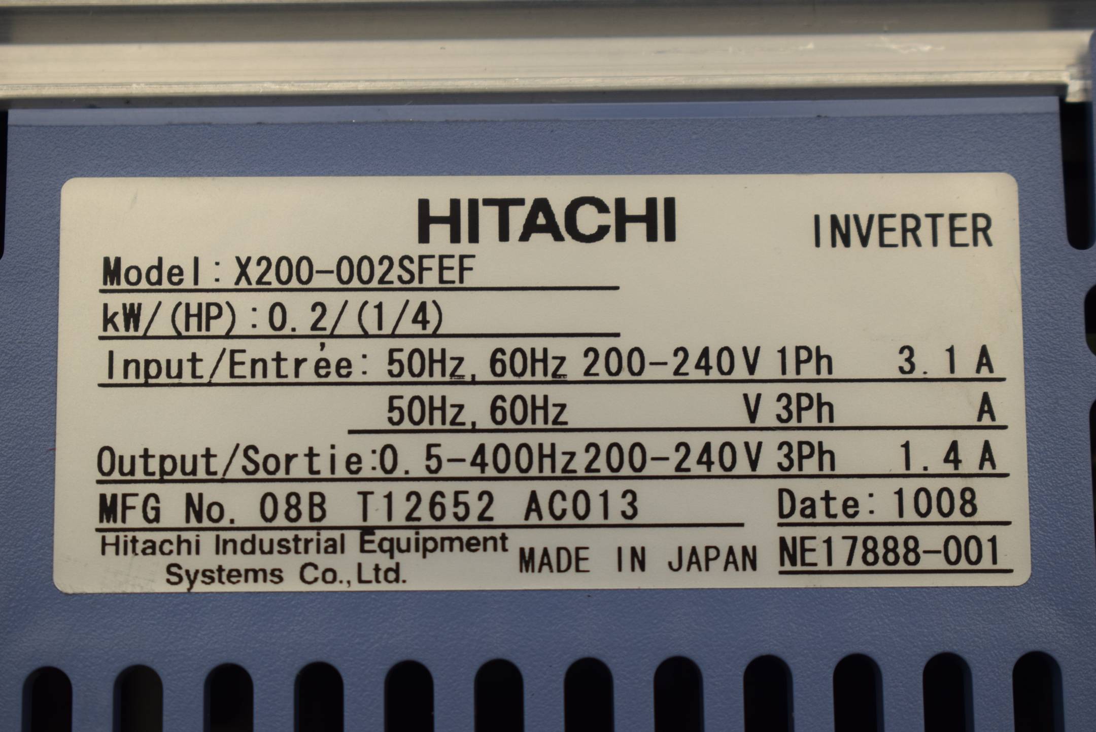 Hitachi X200 Frequenzumrichter X200-002SFEF
