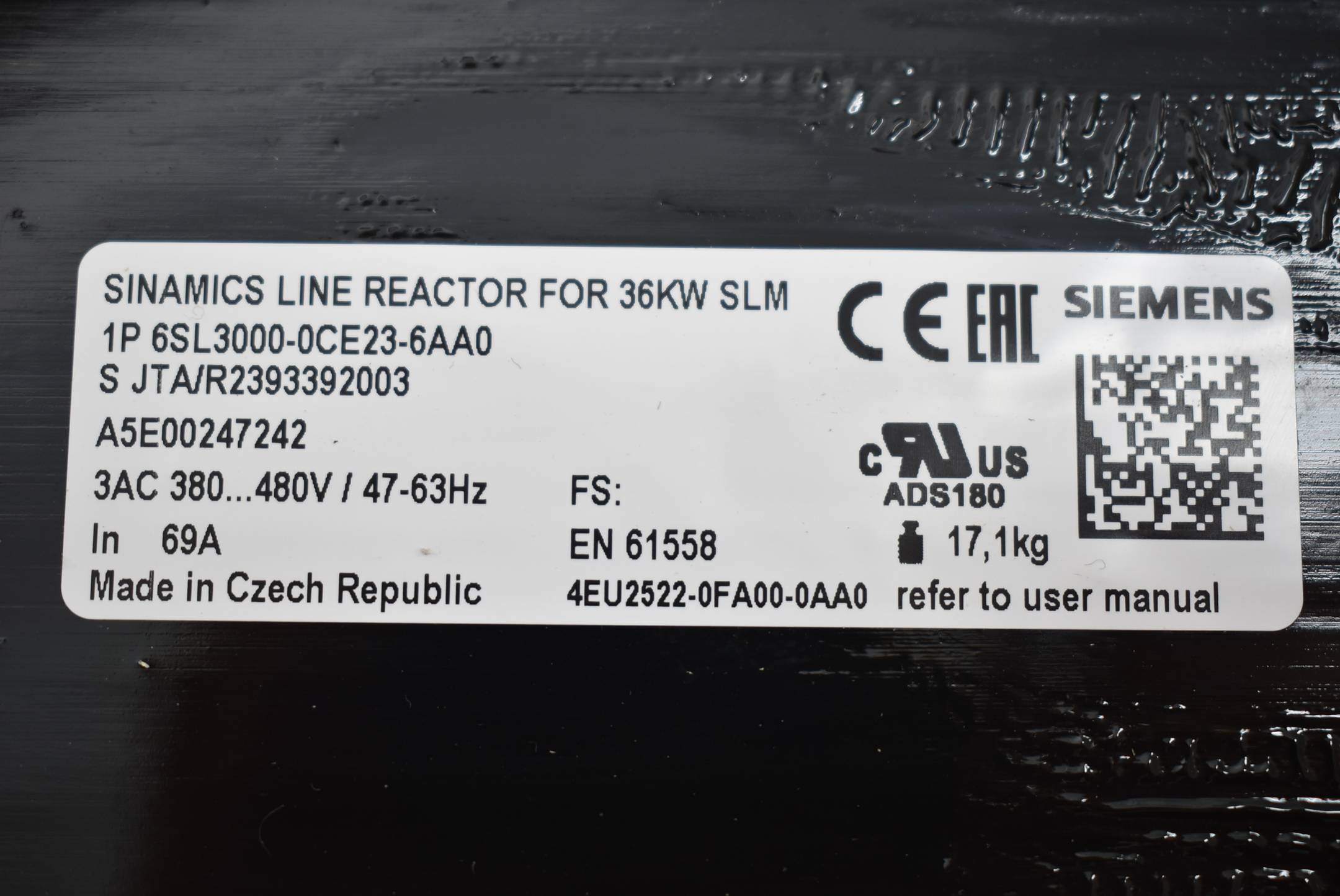 Siemens sinamics Netzdrossel 6SL3 000-0CE23-6AA0 ( 6SL3000-0CE23-6AA0 )